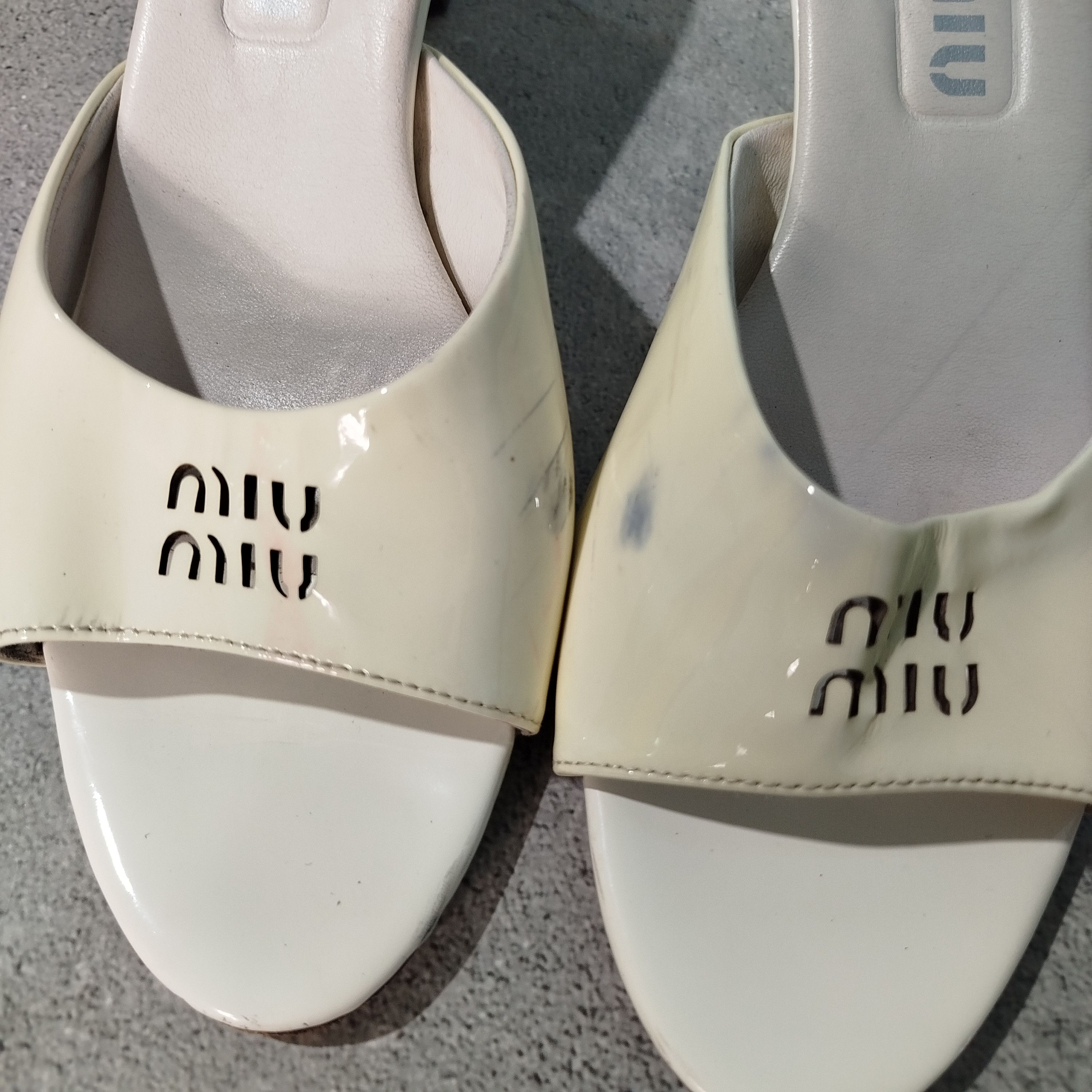 Miu Miu Miu Miu Women's Natural Logo Cut-out Mule Sandals Size US 7 / IT 37 - 14 Thumbnail