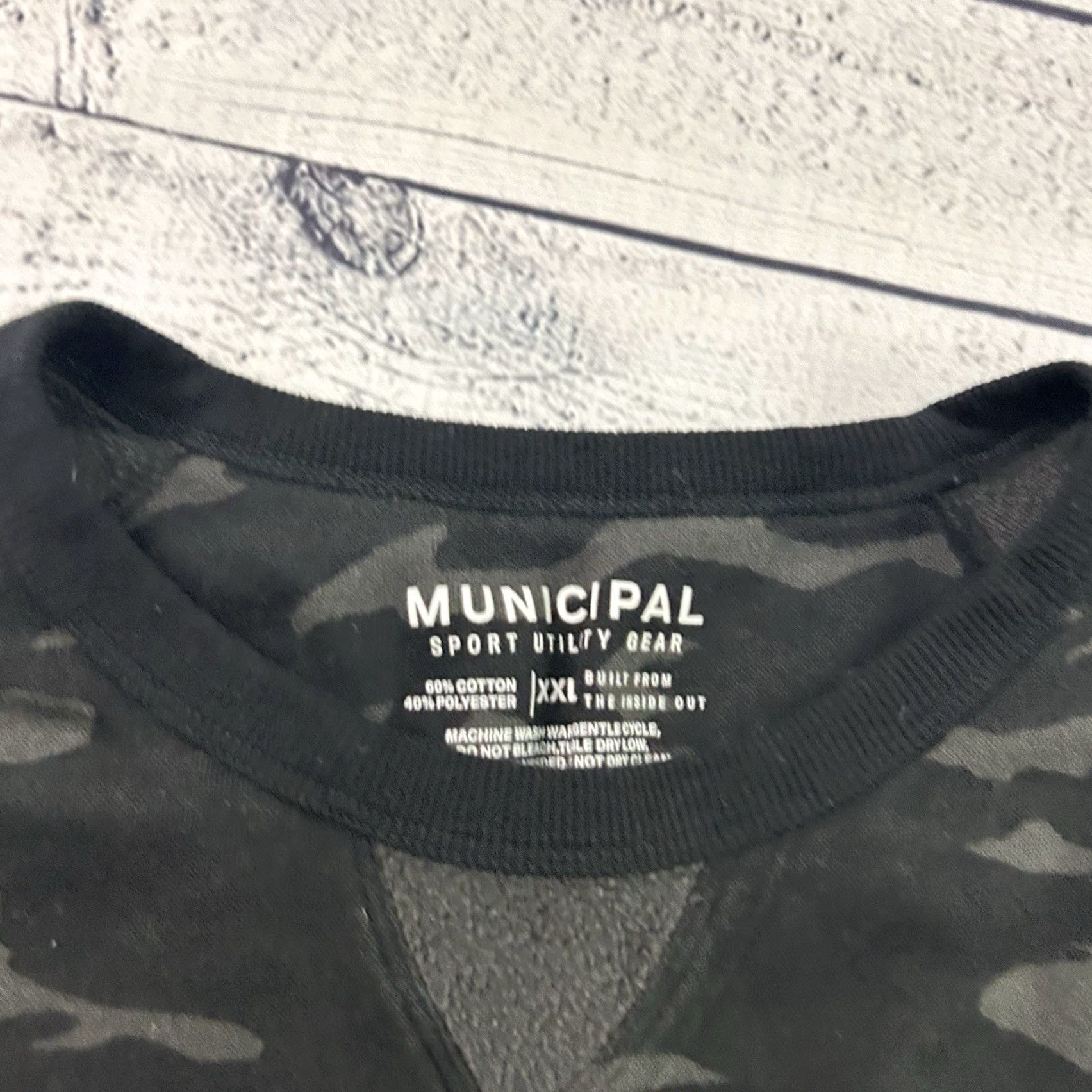 Vintage Municipal Sweatshirt Camo Print Crewneck Long Sleeve Men's 2XL Black Gray Cotton Logo Pullover Winter Fall Small Details: Vintage No Size US XXL / EU 58 / 5 - 3 Thumbnail