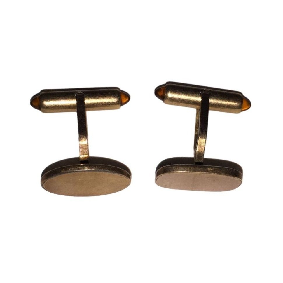 Other Vintage Men's Gold Tone/Bronze Oval Shaped Cuff Links Size ONE SIZE - 1 Thumbnail