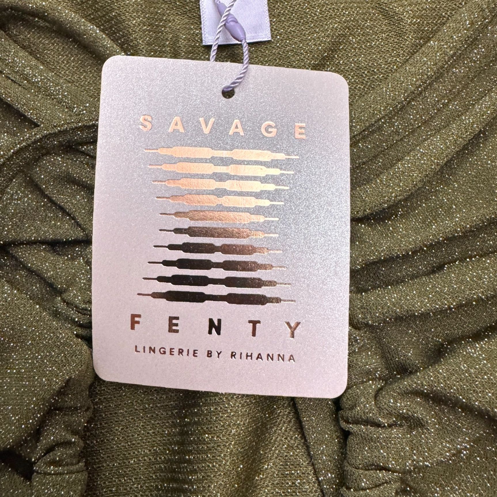 Olive Savage x Fenty Rihanna Sleep & Shine Crop Tee - T-Shirt - 1X - Olive Green Metallic - Clubwear Date Night - Womens 1X Olive Green - NWT Size XL / US 12-14 / IT 48-50 - 6 Thumbnail