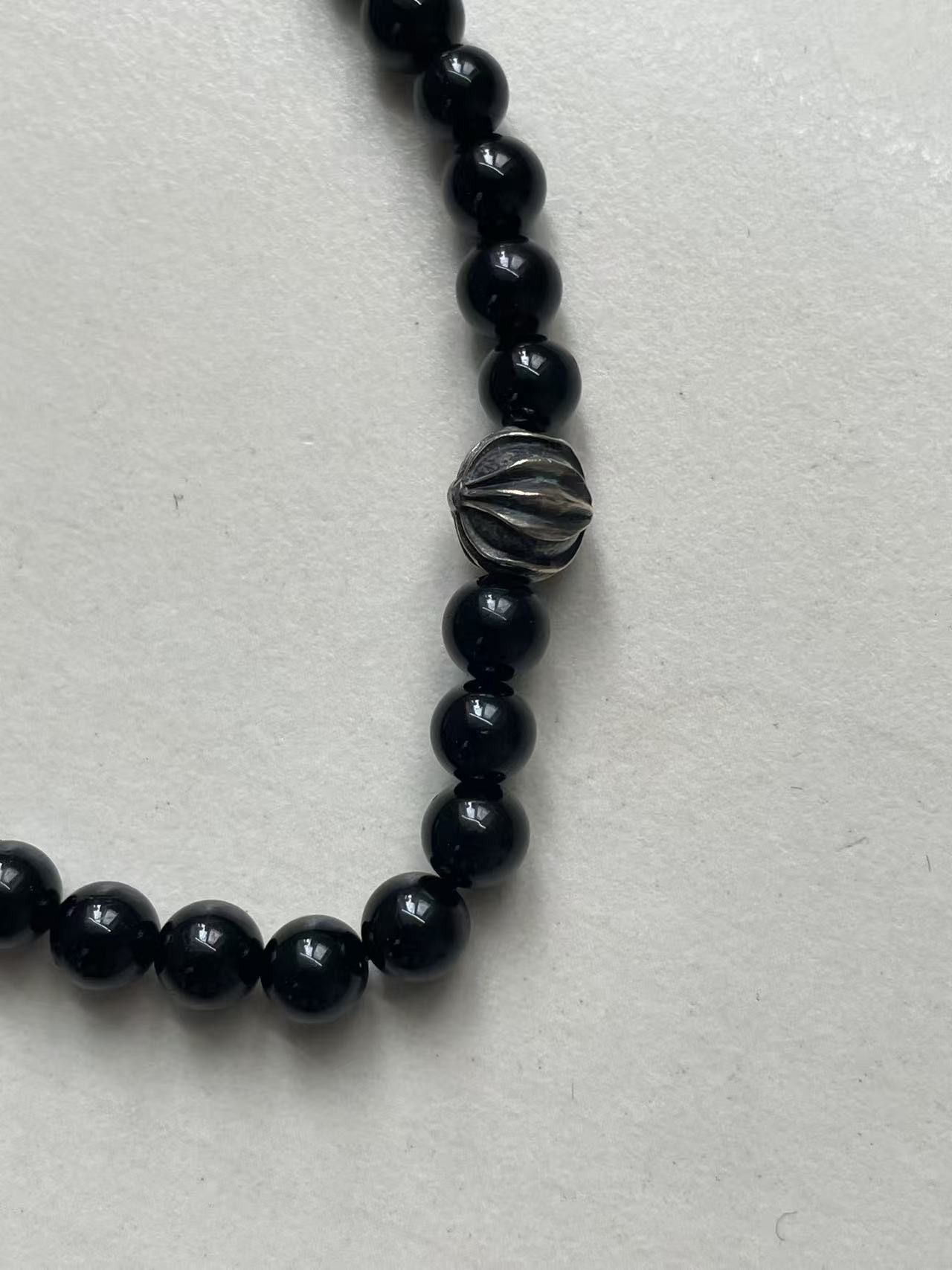 Chrome Hearts Chrome Hearts 6mm Obsidian Silver Cross Beaded Bracelet Size ONE SIZE - 12 Thumbnail