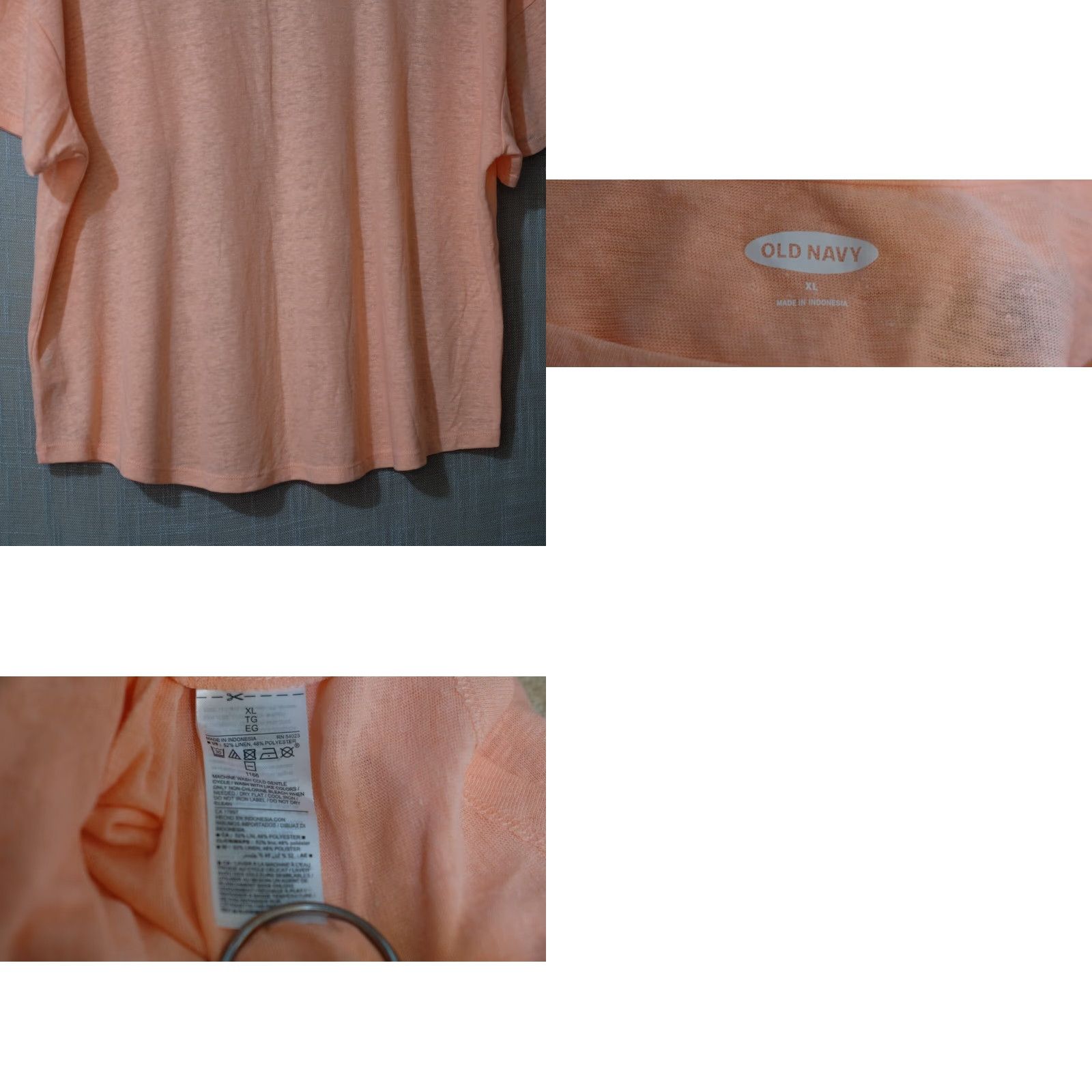 Old Navy Old Navy Linen Blend T-Shirt Sheer Peach w/Pockets Women's XL Shirt Size XL / US 12-14 / IT 48-50 - 8 Thumbnail