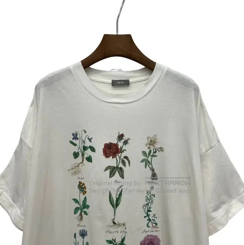 Dior Dior White Men's T-Shirt with Floral Prints . Size US M / EU 48-50 / 2 - 4 Thumbnail