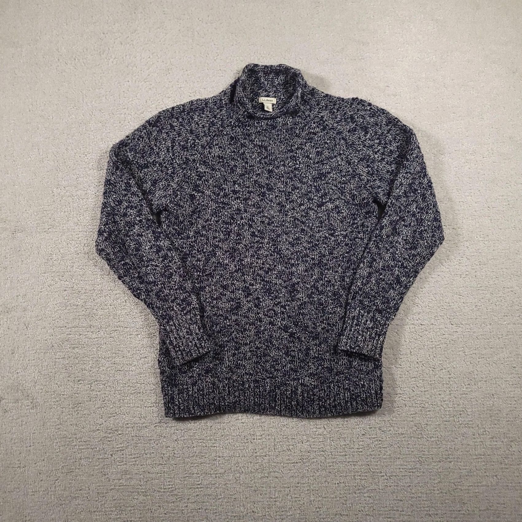 Vintage VINTAGE LL Bean Sweater Womens M Raglan Pullover Knit Mock Neck Blue White Marled Knit Size M / US 6-8 / IT 42-44 - 2 Thumbnail