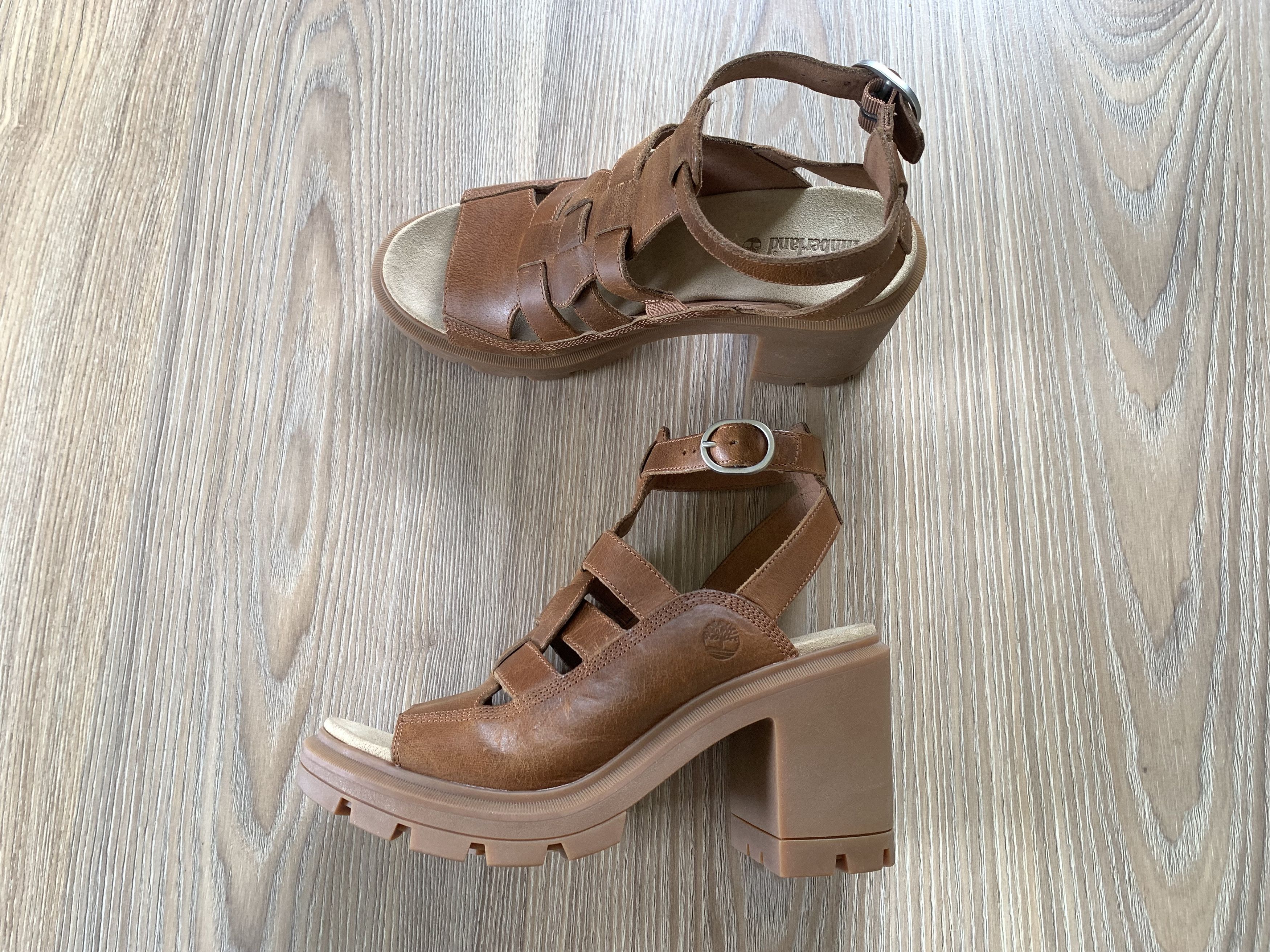Timberland Timberland Allington Brown Leather High Heeled Sandals Size US 10 / IT 40 - 2 Thumbnail