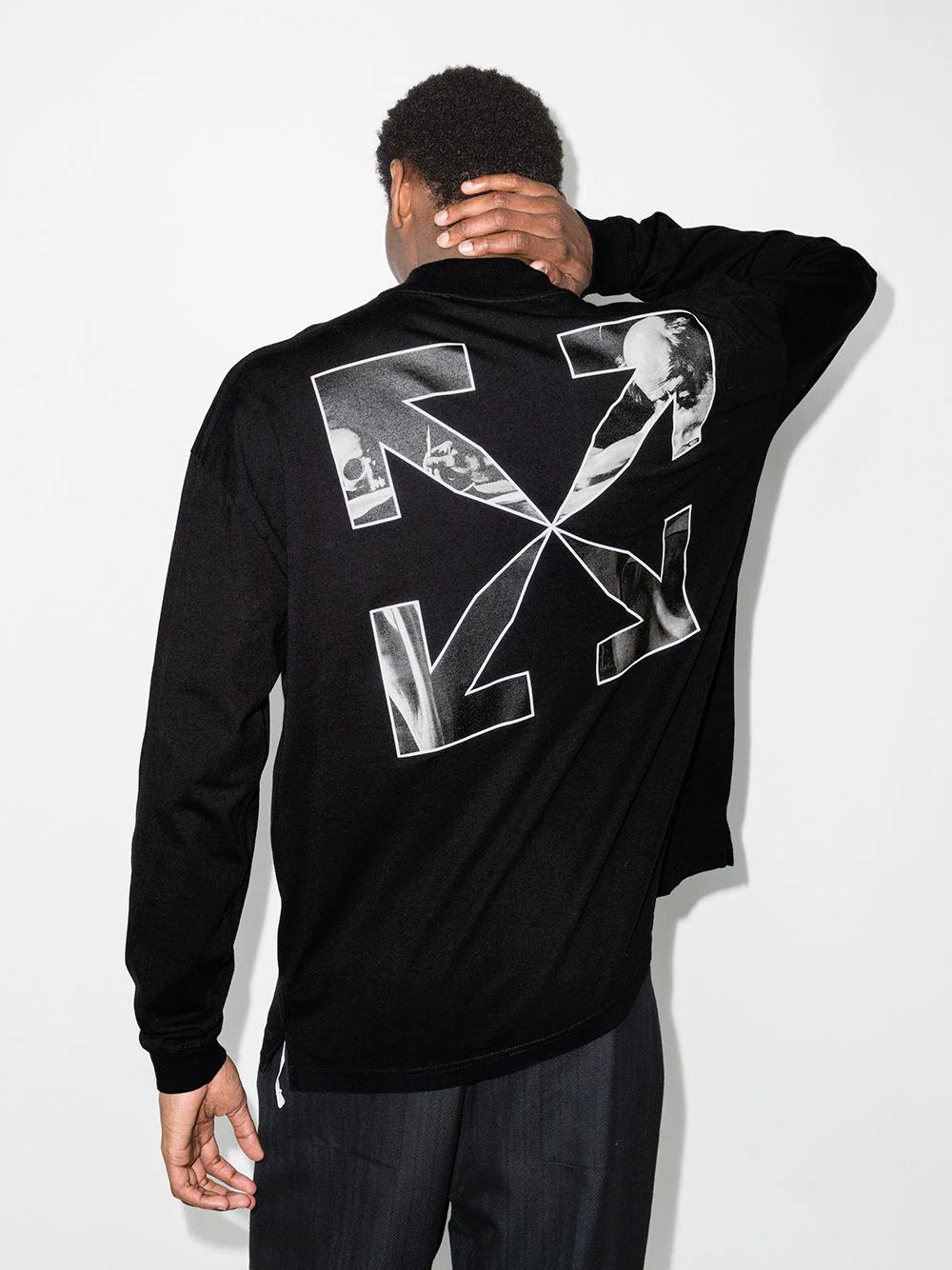 Off-White Black Caravaggio Arrows Oversized Mock Neck LS T-Shirt Size US M / EU 48-50 / 2 - 2 Thumbnail