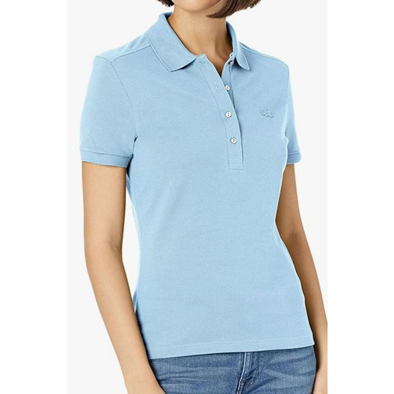 Lacoste Lacoste Women's Slim Fit Stretch Mini Pique Polo Blue 14 Size XL / US 12-14 / IT 48-50 - 1 Thumbnail