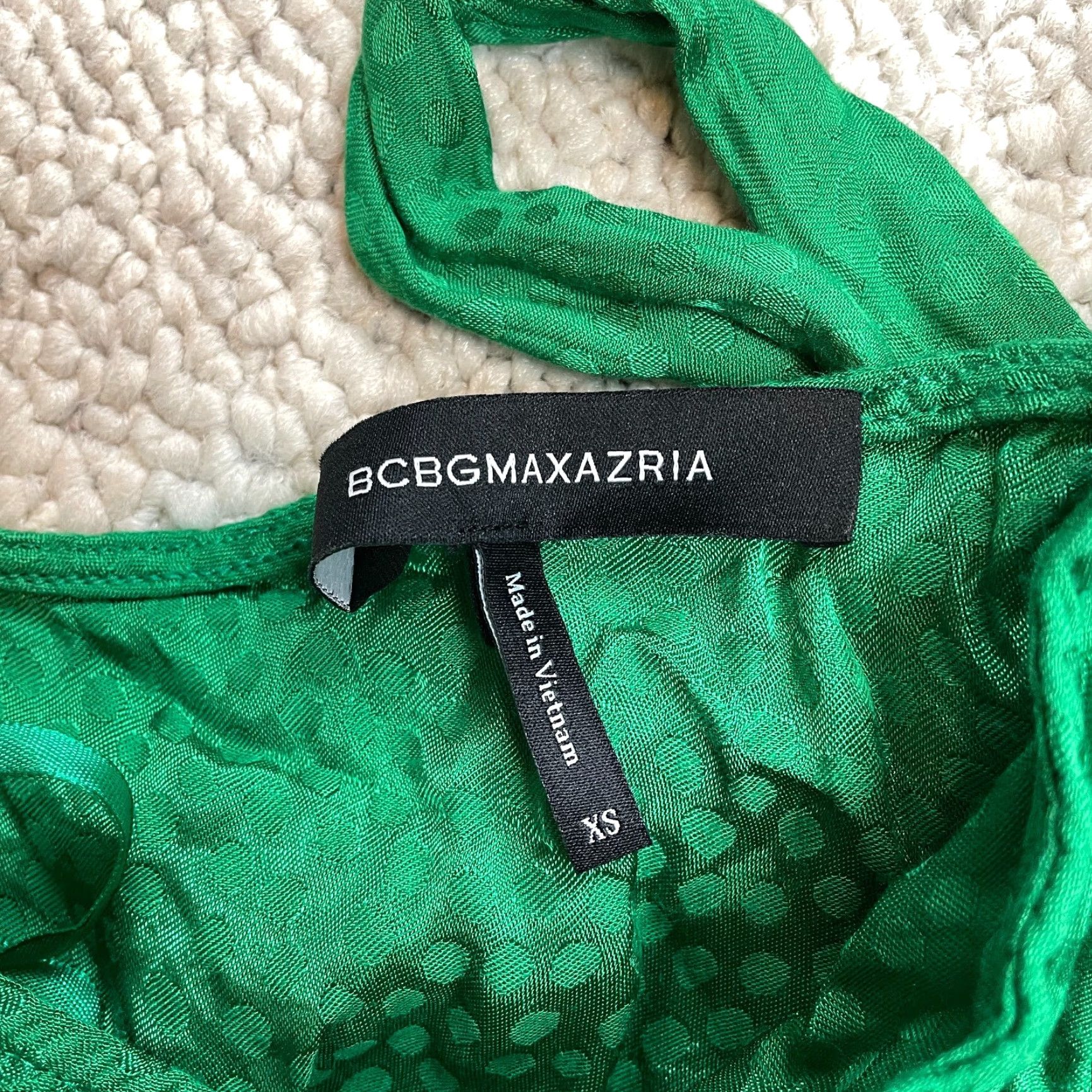Bcbgmaxazria VINTAGE BCBGMAXAZRIA Maxi Dress Womens XS Green Asymetric Sleeve Long Belted Tie Ladies Size XS / US 0-2 / IT 36-38 - 5 Thumbnail