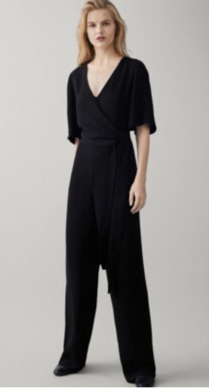 Massimo Dutti Massimo Dutti Black Wrap Top Jumpsuit Pants Euro 34 US 2 Size ONE SIZE - 1 Thumbnail