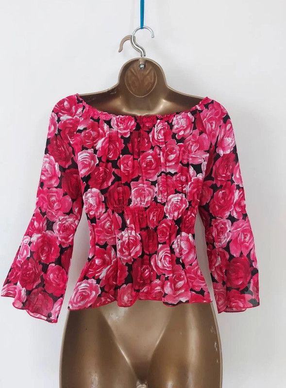Vintage Maxima floral print off the shoulders blouse M Size M / US 6-8 / IT 42-44 - 2 Thumbnail