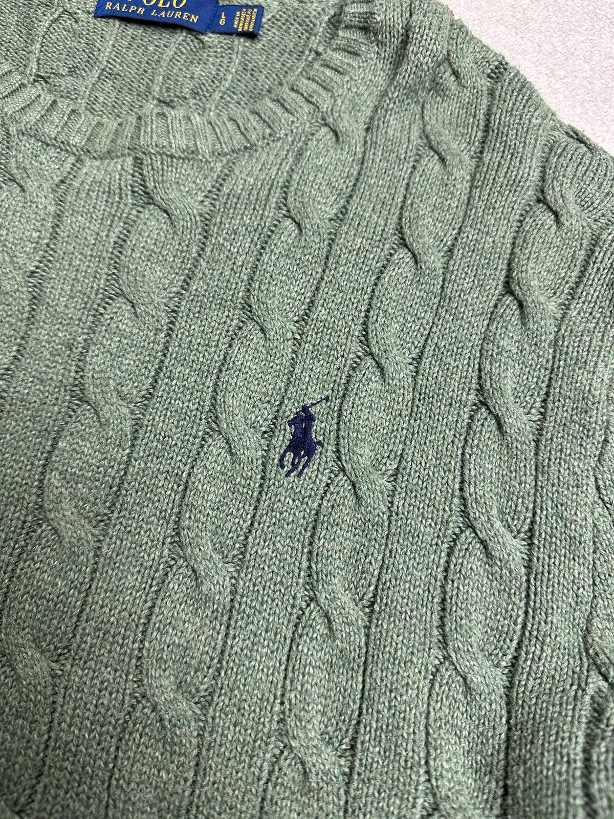 Polo Ralph Lauren Vintage Polo Ralph Lauren Cable Knit Sweater Mens Old Money Size US L / EU 52-54 / 3 - 3 Thumbnail