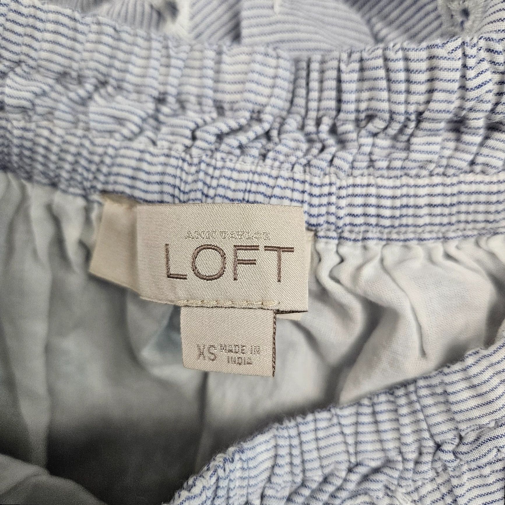 Loft Ann Taylor LOFT Womens Off The Shoulder Dress XS White Blue Embroidered Size XS / US 0-2 / IT 36-38 - 6 Thumbnail