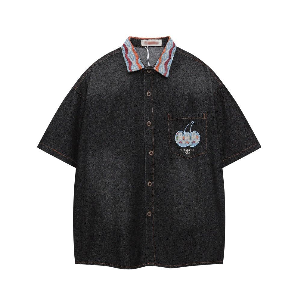 Japanese Brand × Vintage Retro men's loose casual tie-dye denim short-sleeved shirt Size US M / EU 48-50 / 2 - 1 Thumbnail