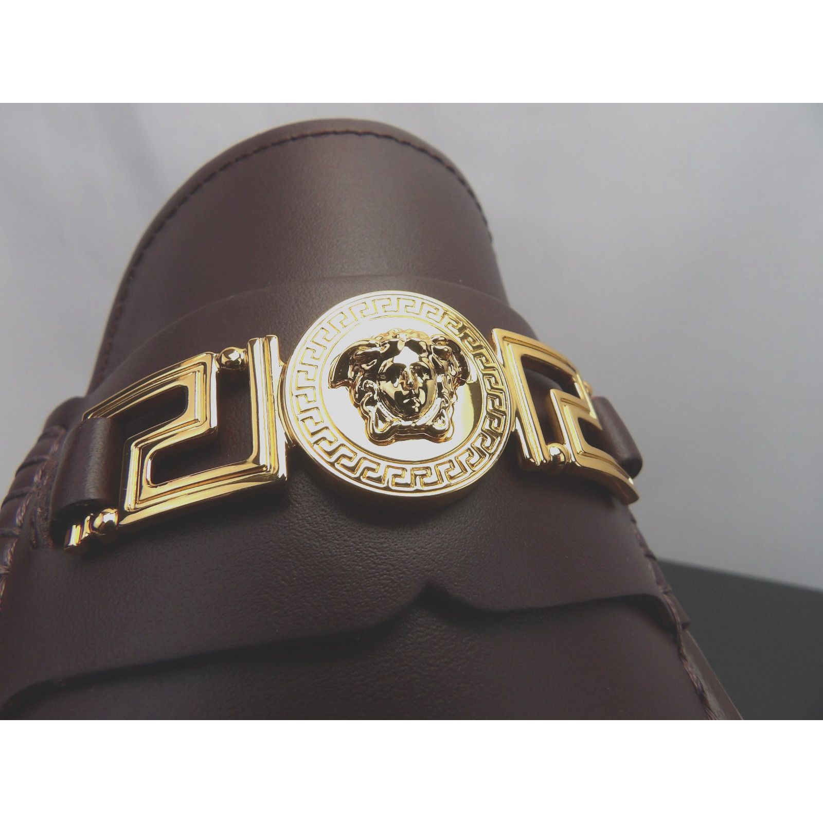 Versace VERSACE BROWN LEATHER GOLD MEDUSA HEAD LOGO LOAFERS 43.5 Size US 10.5 / EU 43-44 - 3 Thumbnail