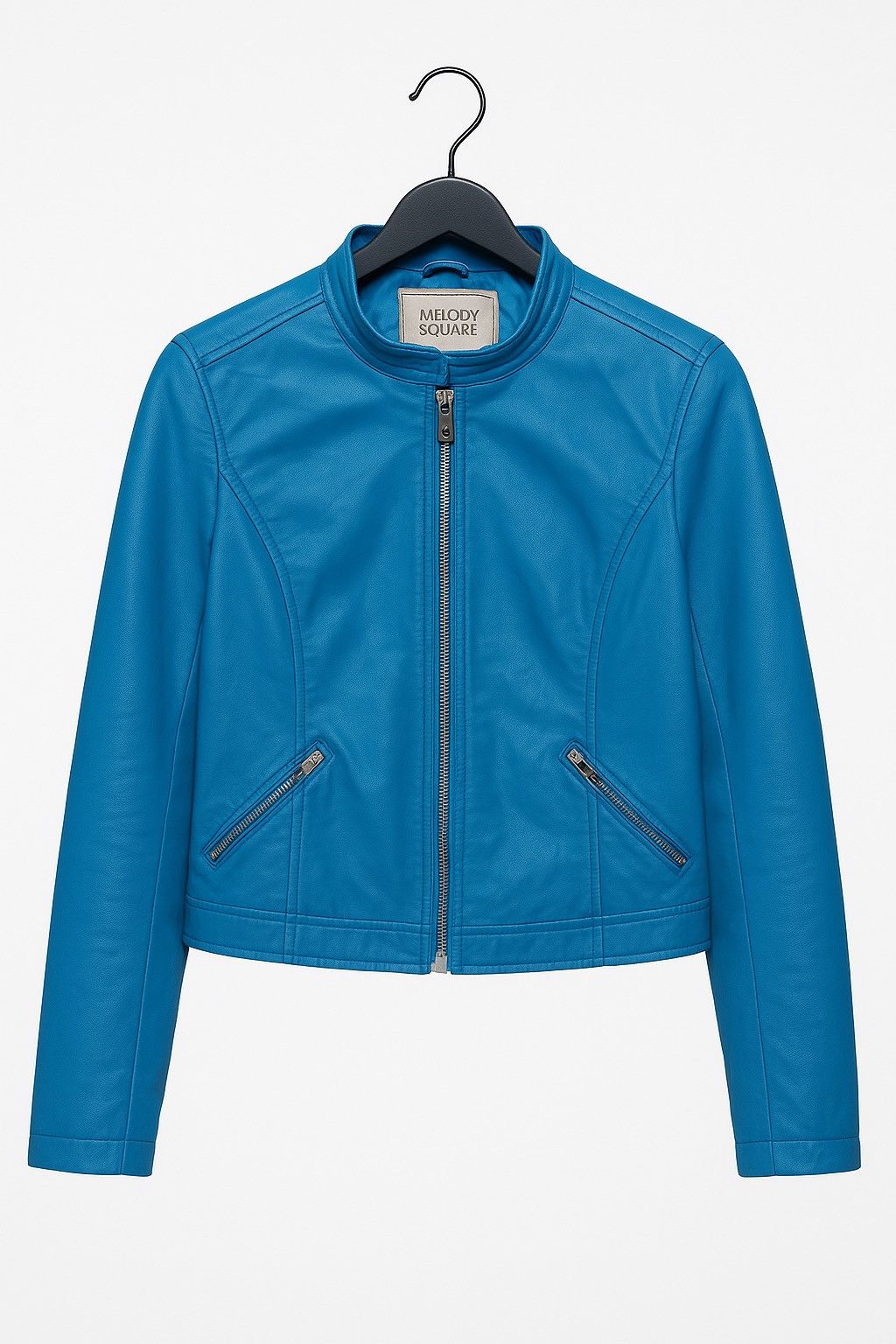 Vintage Melody Square Blue Cropped Jacket Quilted Lining