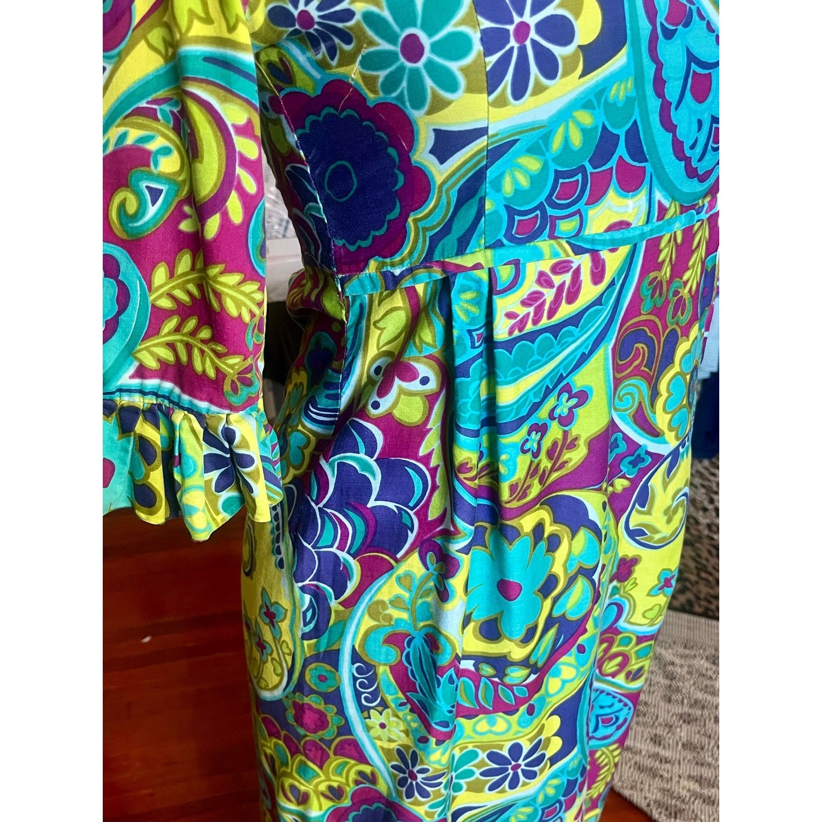 Vintage Vintage 60’s Blue Green Psychedelic Groovy Dress XS Small Size S / US 4 / IT 40 - 6 Thumbnail
