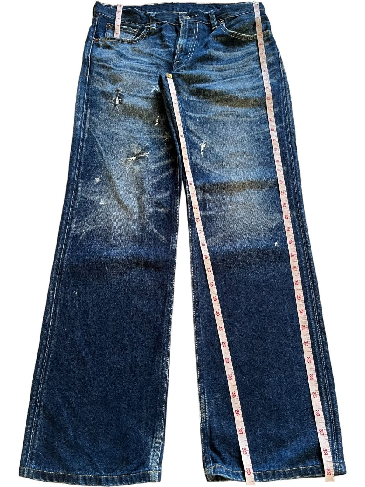 Levi's × Levi's Vintage Clothing Vintage 90s Levis 502 Blue Wash Paint Splattered Loose Jeans Size US 32 / EU 48 - 12 Thumbnail