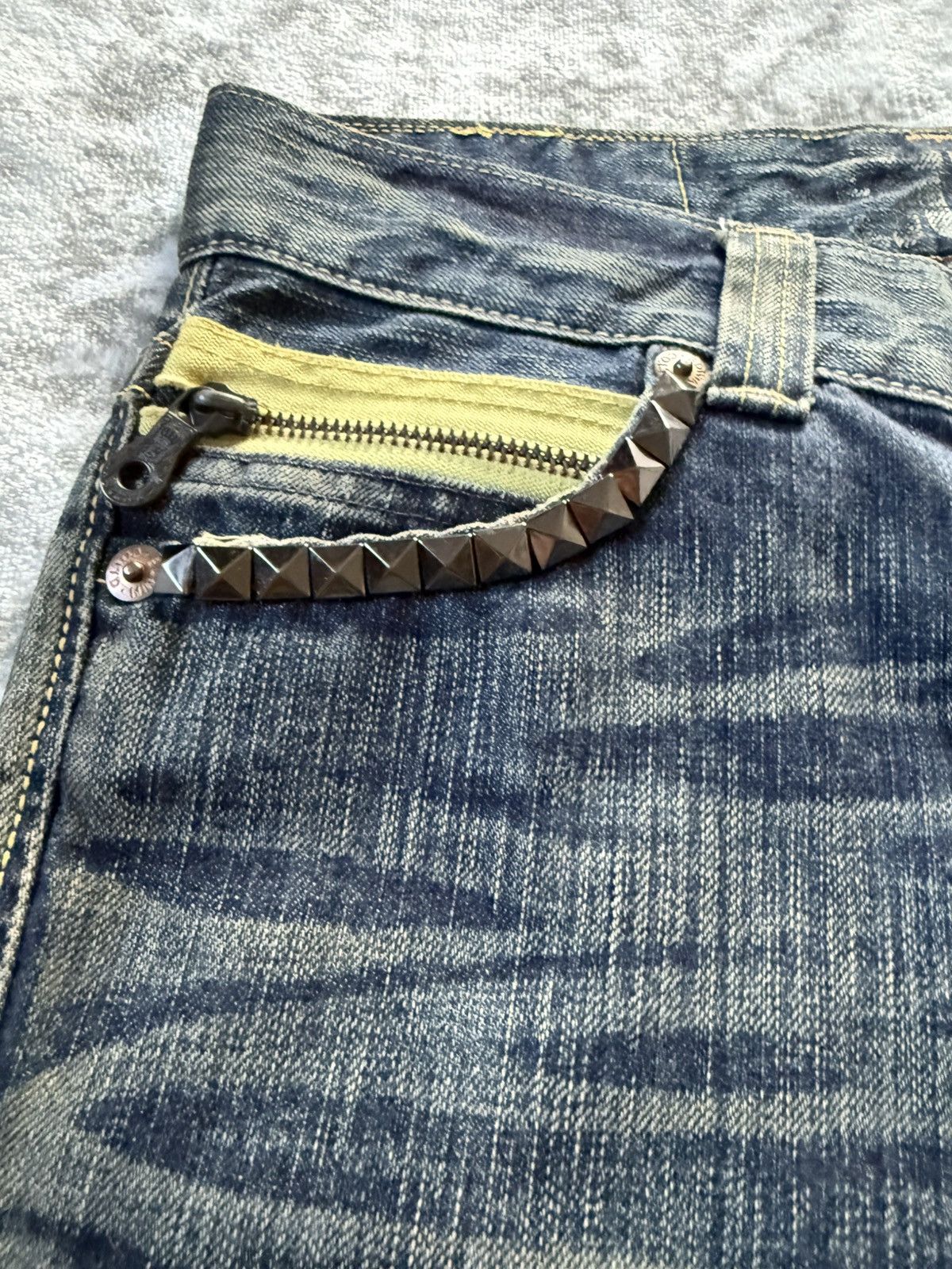 If Six Was Nine Edwin Japan 503 Studded Mud Wash Spiral Flared Jeans Size US 28 / EU 44 - 4 Thumbnail