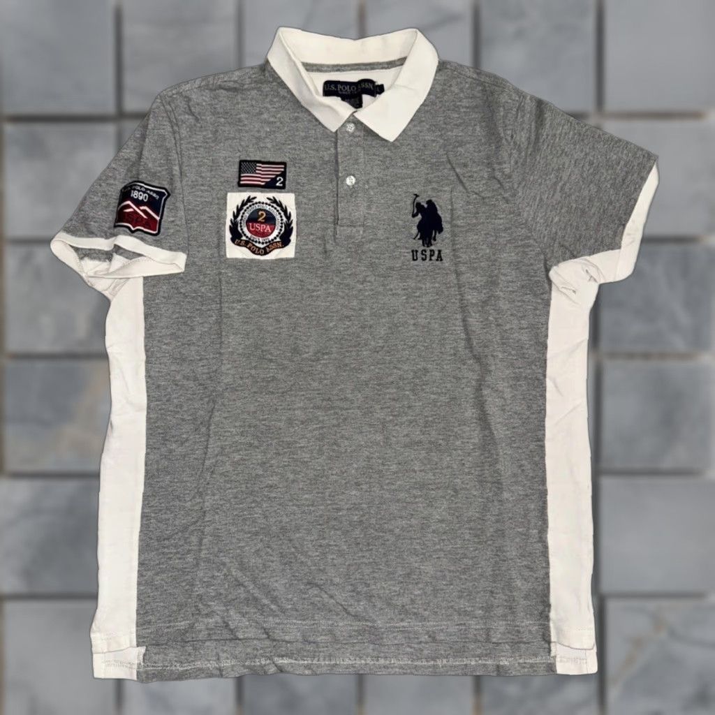 Vintage USPA Polo Assn Polo Shirt Men’s Large L Gray Embroidered Patch Preppy Casual Sportswear Size US L / EU 52-54 / 3 - 1 Thumbnail
