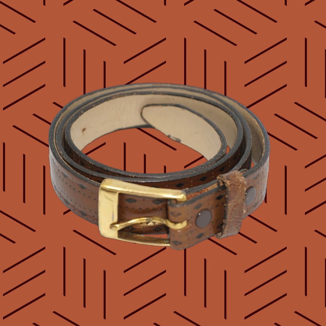 Vintage VINTAGE Brown Leather Belt Outdoors Brass Buckle Men M Brown Leather Belt Outdoors Brass Buckle Mens Size ONE SIZE - 1 Thumbnail