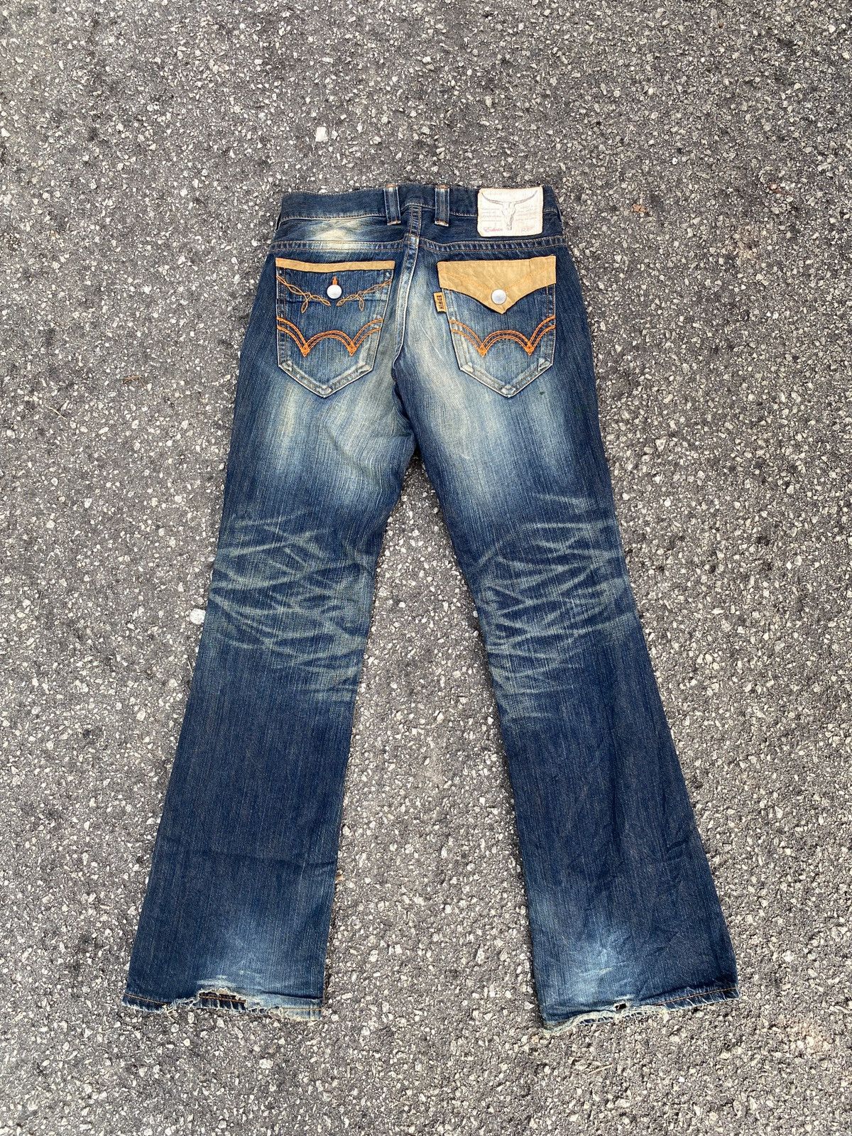 Cowboy Equipment × Edwin × Japanese Brand Edwin Claws Mark Design Flare Distressed Western Cowboycore Size US 32 / EU 48 - 2 Thumbnail