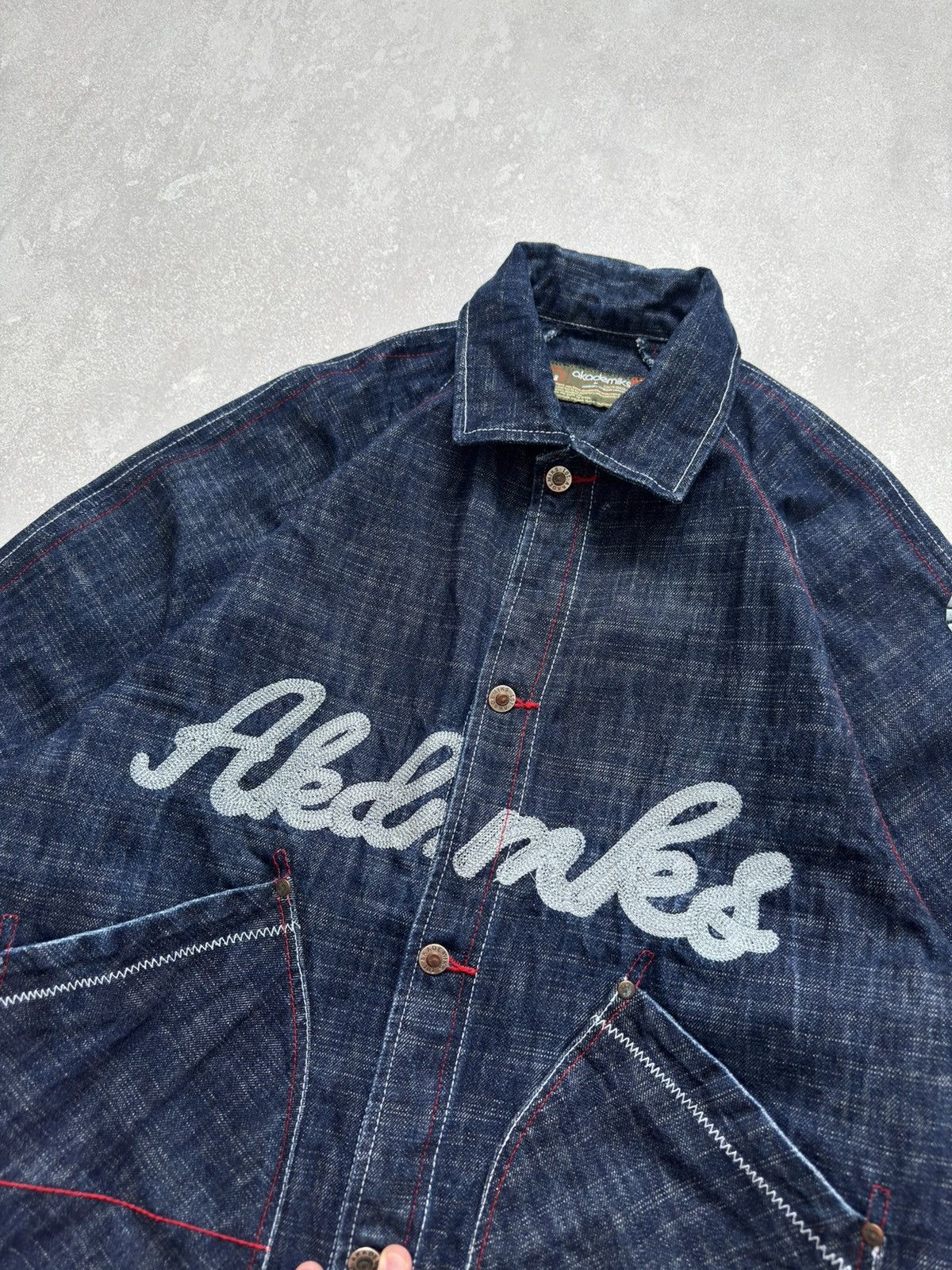 Akademiks × Vintage Vintage Akademiks Denim Hip Hop Jacket Kanye West Style Rare Size US L / EU 52-54 / 3 - 6 Thumbnail