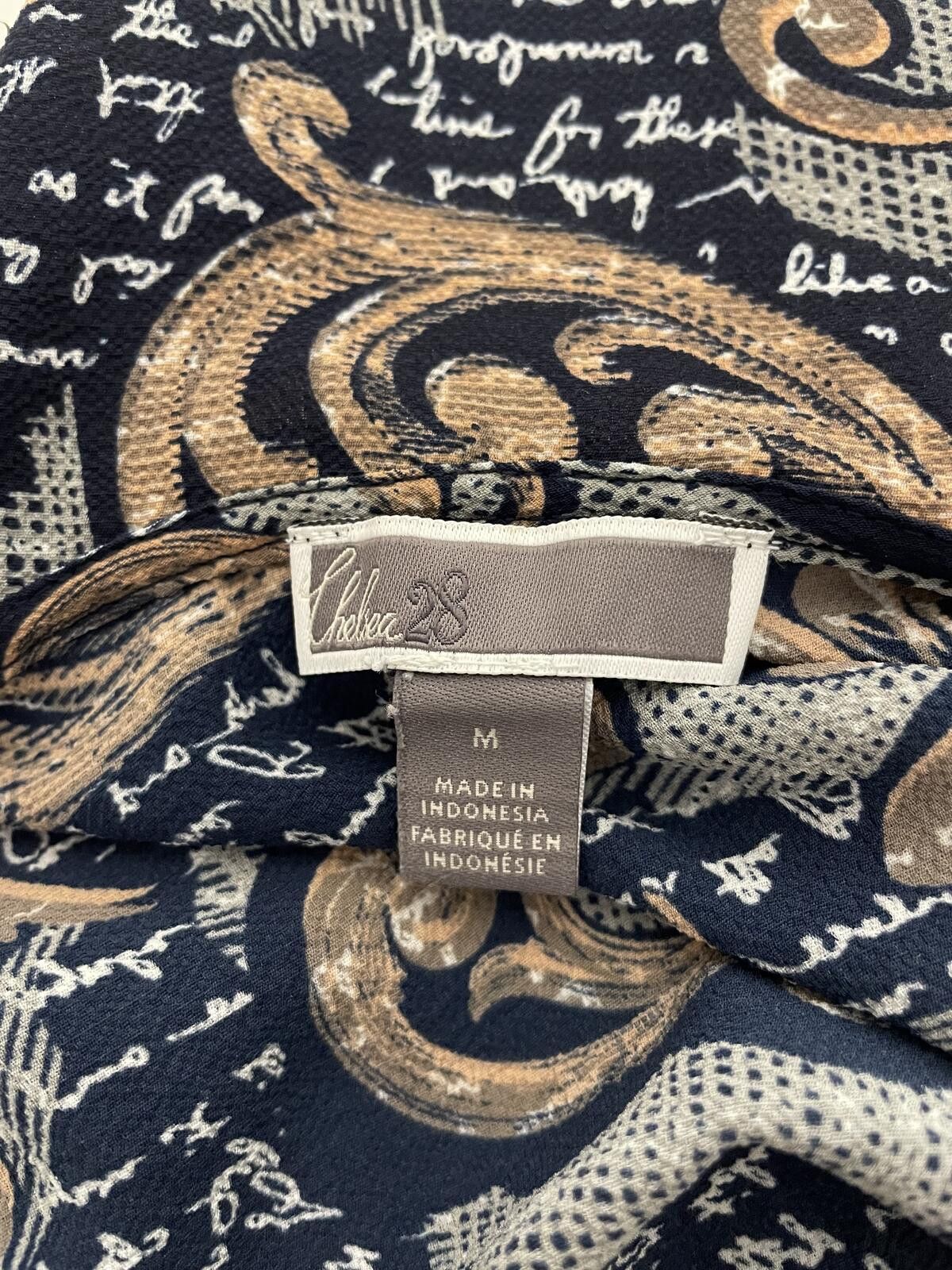 Chelsea Soccer Chelsea28 Navy & Gold Calligraphy Paisley Wrap Dress M goth Size M / US 6-8 / IT 42-44 - 2 Thumbnail