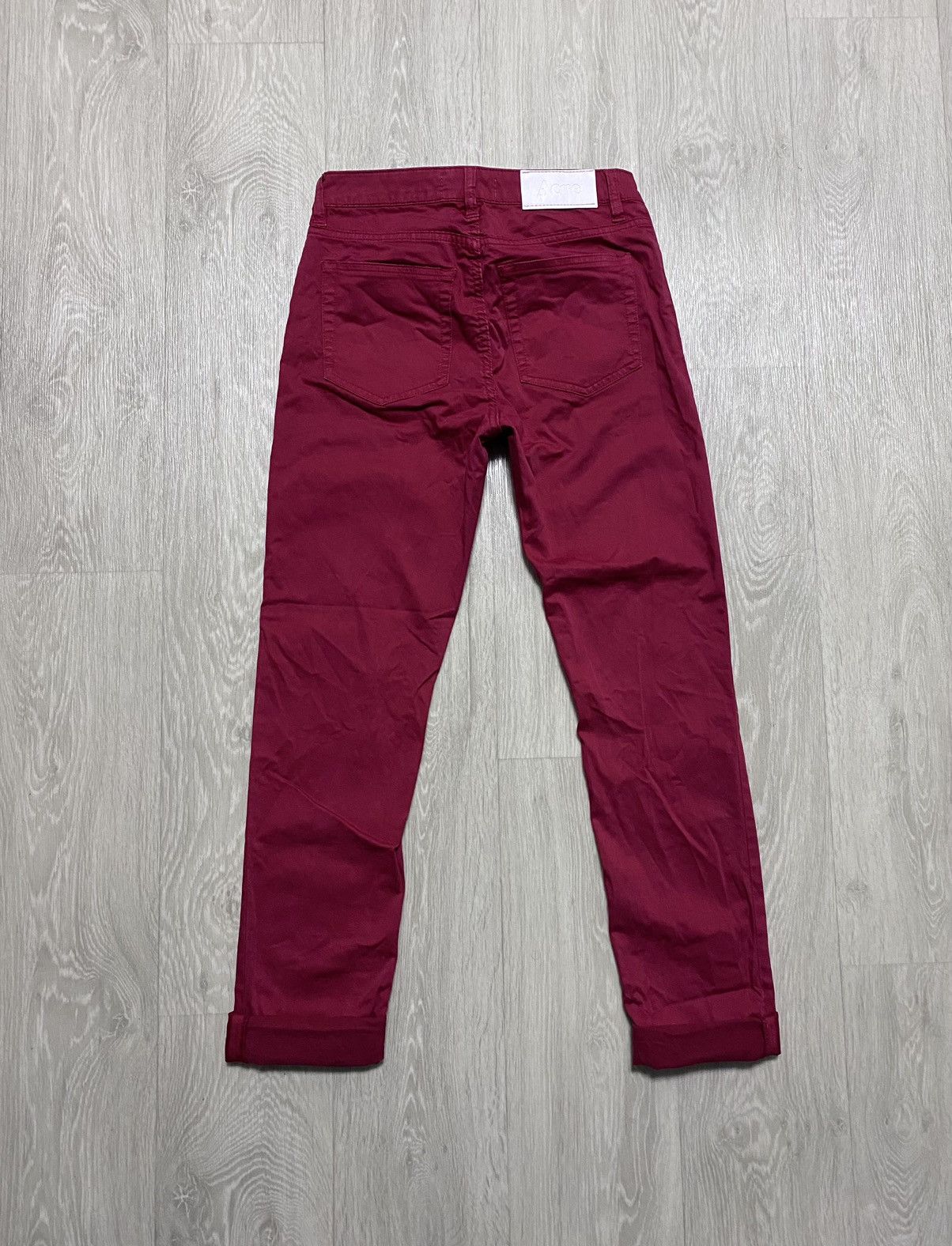 Acne Studios Womens Acne Studios Flex Satin Red Cotton Stretch Pant Jeans Size 28" / US 6 / IT 42 - 6 Thumbnail