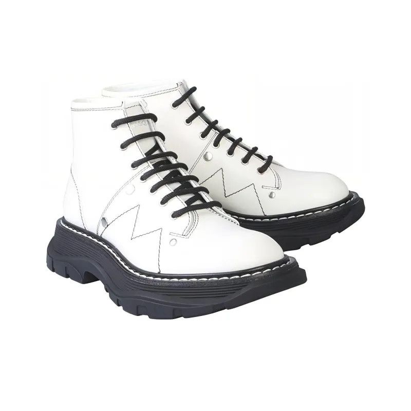 Alexander McQueen o1y0225 Ankle Boots in White Size US 10 / IT 40 - 2 Thumbnail