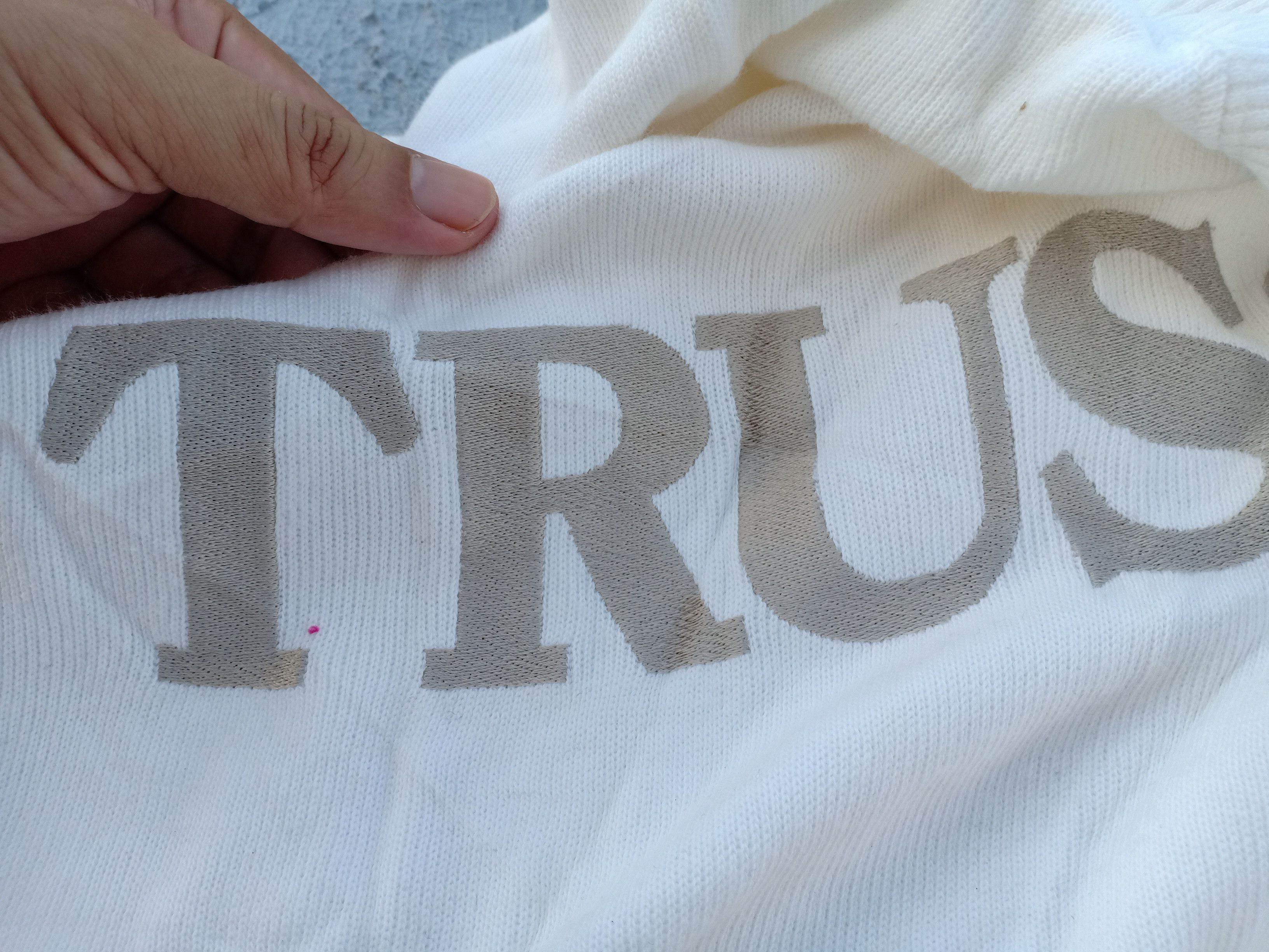 Trussardi × Vintage TRUSSARDI sweatshirt (embroidery script logo) Size US L / EU 52-54 / 3 - 6 Thumbnail