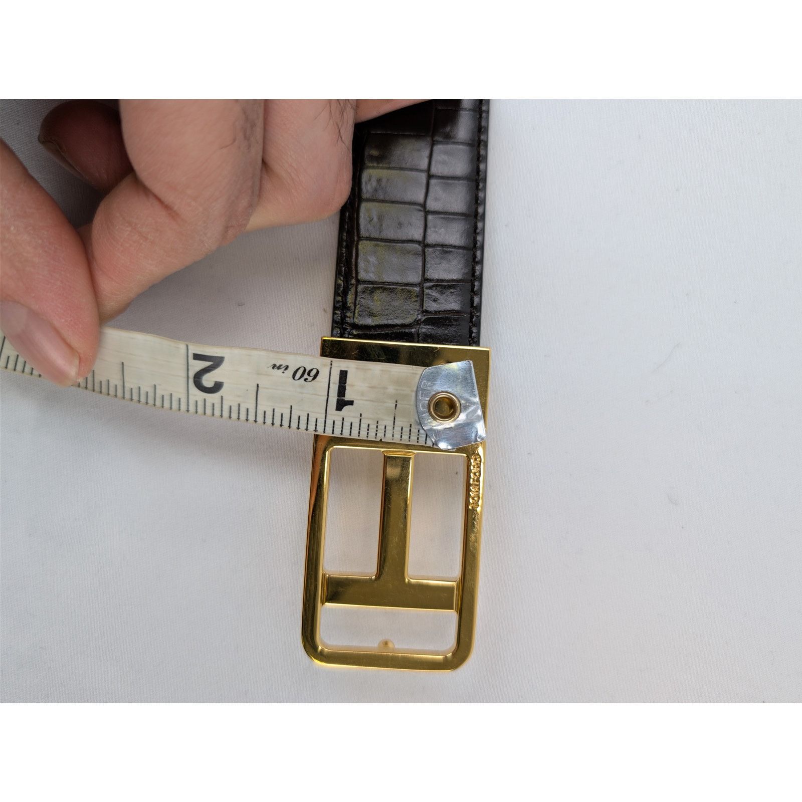 Tom Ford o1rshd1 Size: 80 / t buckle crocodile-embossed belt in Black Size 32 - 13 Thumbnail