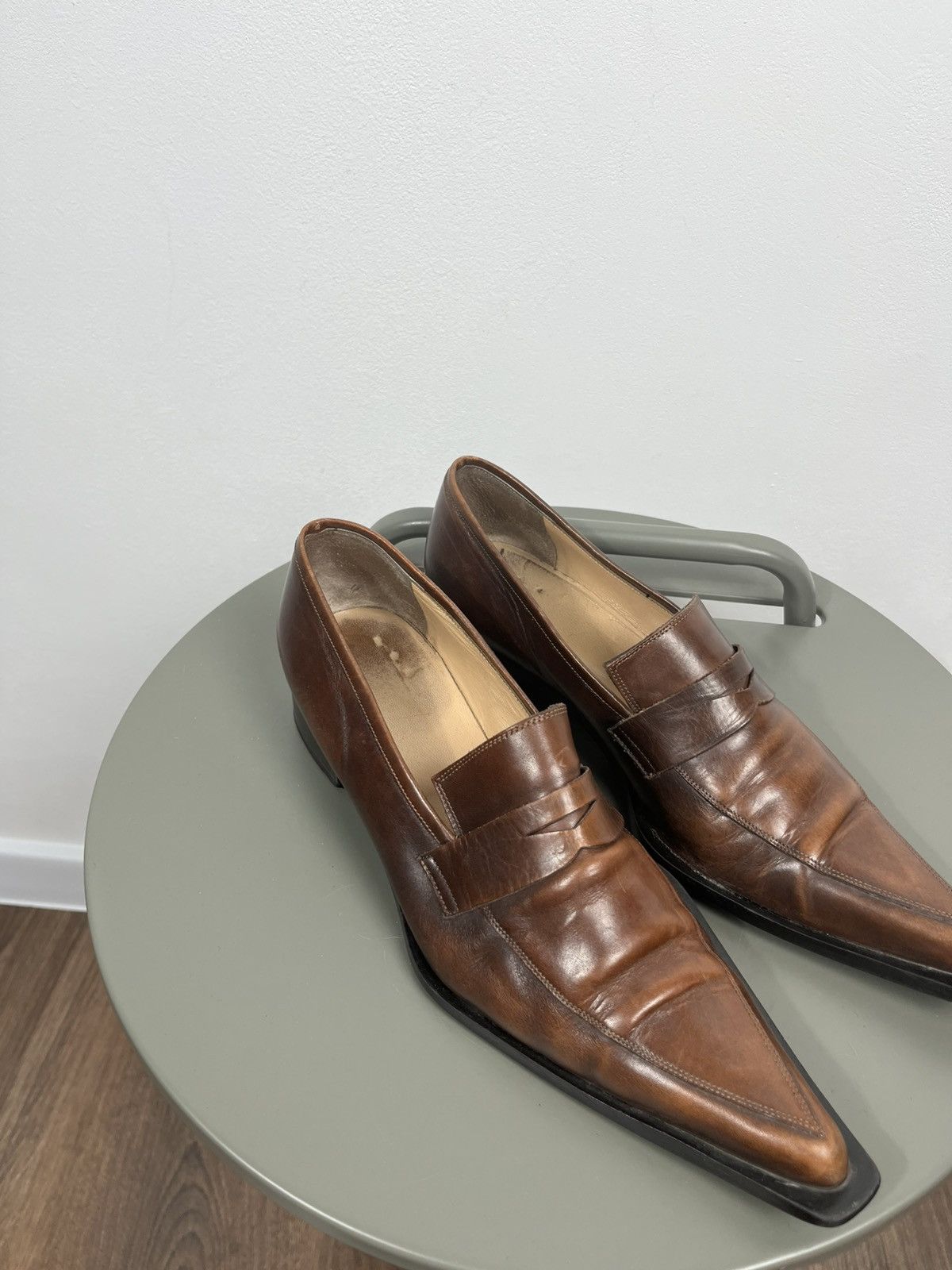 Other Womens Brown Leather Pointed Toe Loafers EU 39 Size US 8 / IT 38 - 2 Thumbnail