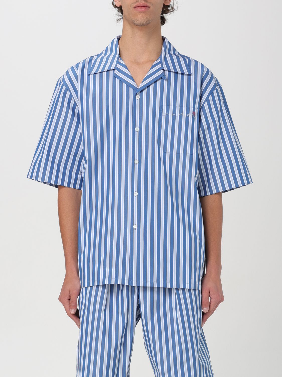 image of Marni Shirt Men Gnawed Blue (Size XL)