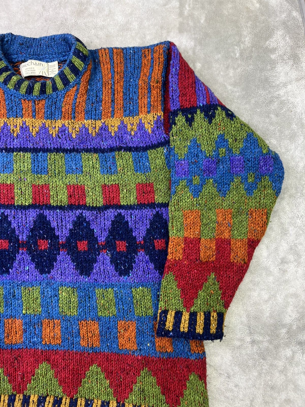 Other Irish Pure NewWool Geometric KnitSweater Handmade Multicolor Size US L / EU 52-54 / 3 - 5 Thumbnail