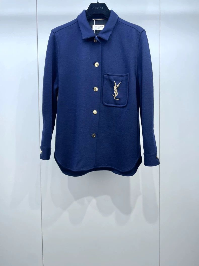 Saint Laurent Paris size 40 Small logo embroidered coat wi