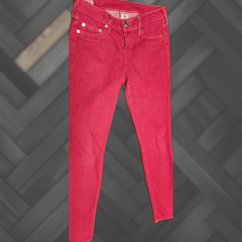 True Religion TRUE RELIGION Jeans Women’s 27 Pink Straight USA MADE Pants Slim Fit 28x30 Vintage 5-Pocket Denim Size 27" / US 4 / IT 40 - 1 Thumbnail