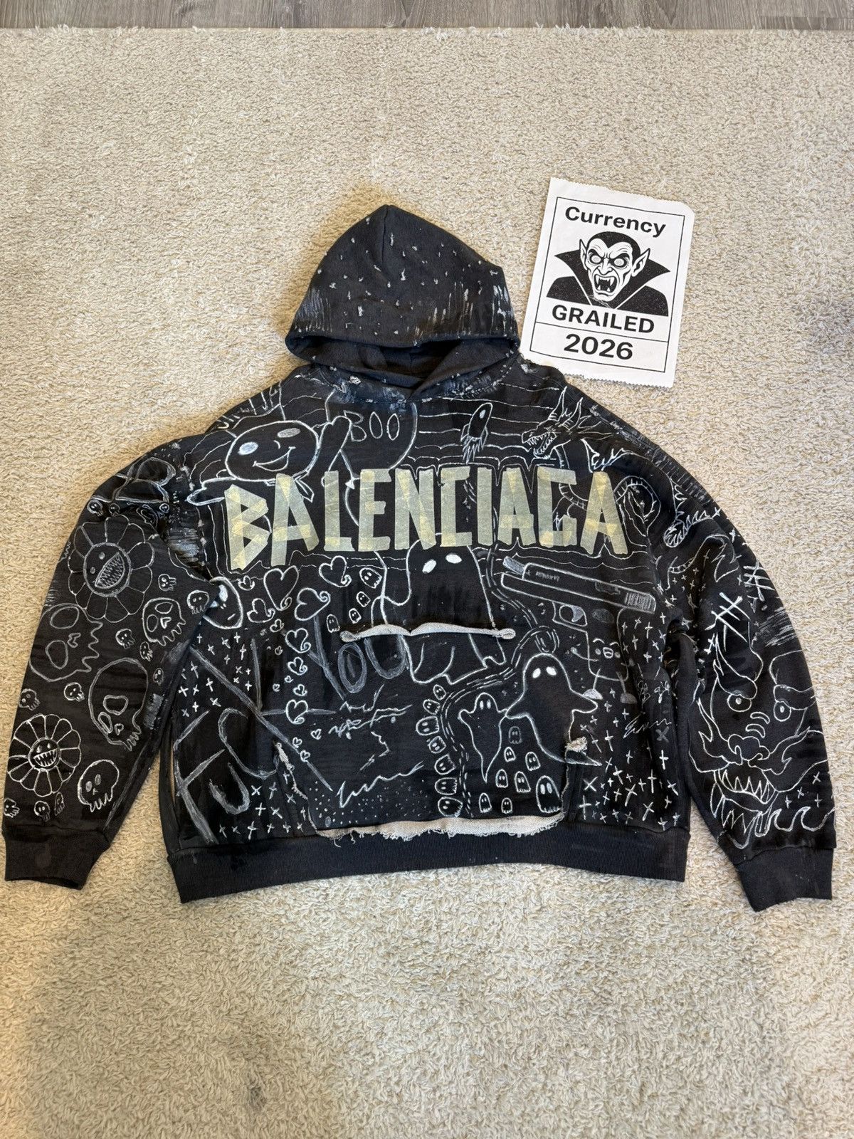 Balenciaga Balenciaga X HOWCOLE ends.rp CUSTOM TAPE HOODIE 1of1 Size US S / EU 44-46 / 1 - 7 Thumbnail