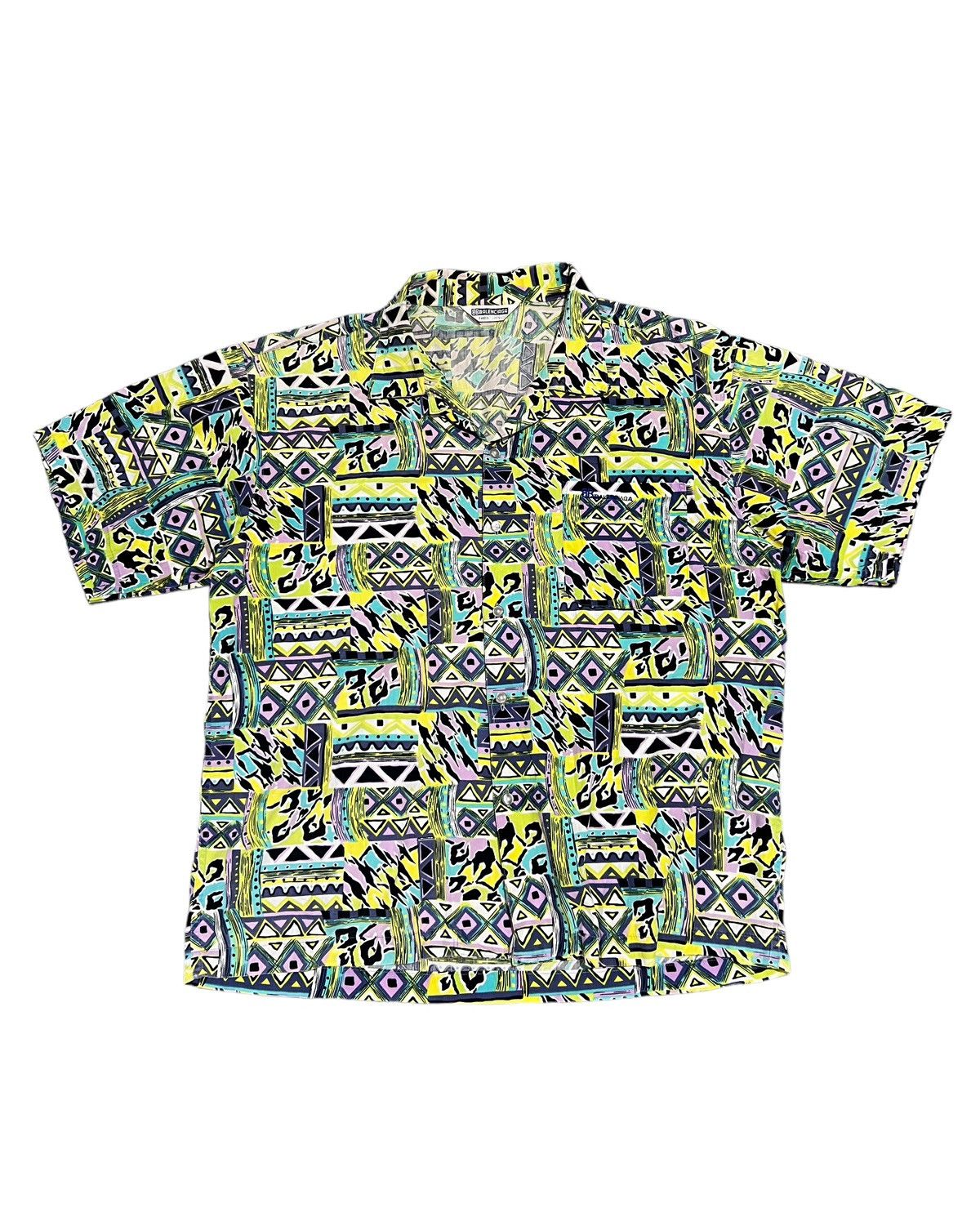 image of 80’S Vintage Balenciaga Shirt Camp Collar in Green, Men's (Size Large)