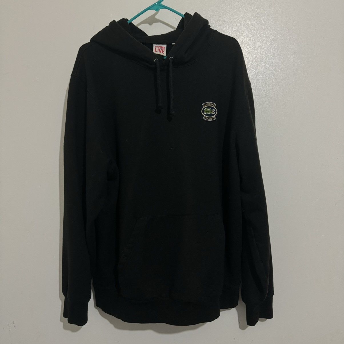 Size XL Supreme x Lacoste Black Hooded Sweatshirt SS18