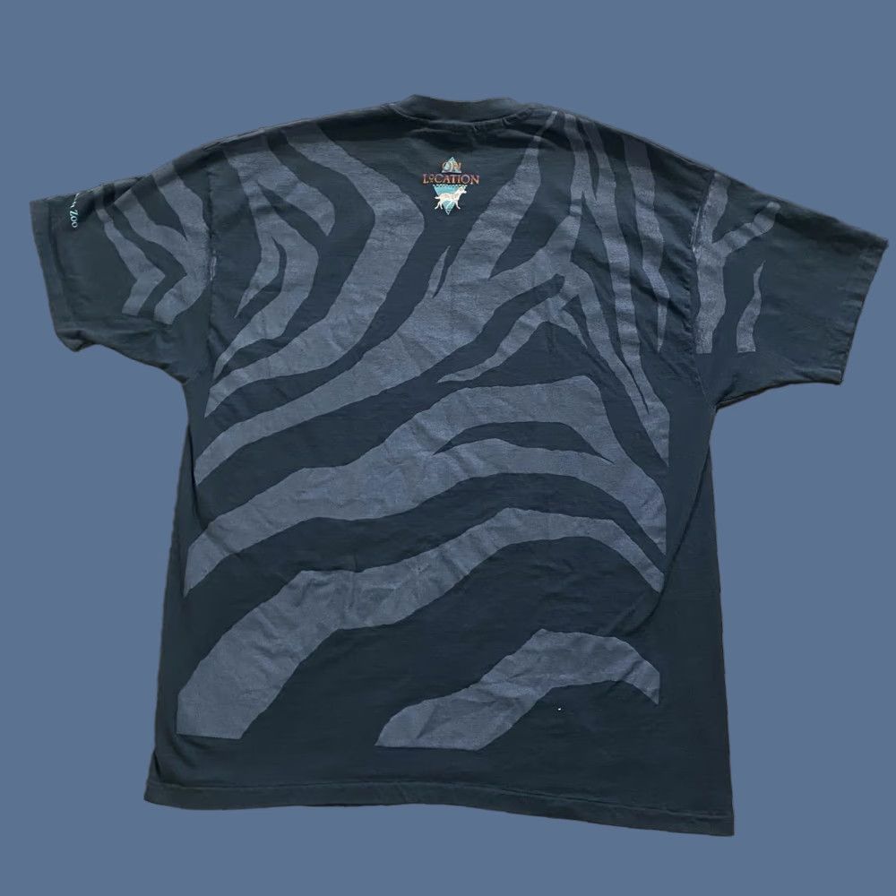 Hanes VINTAGE 90s Hanes Beefy-T Zebra Graphic T-Shirt Fort Worth Zoo Blue 2XL Men Size US XXL / EU 58 / 5 - 1 Thumbnail