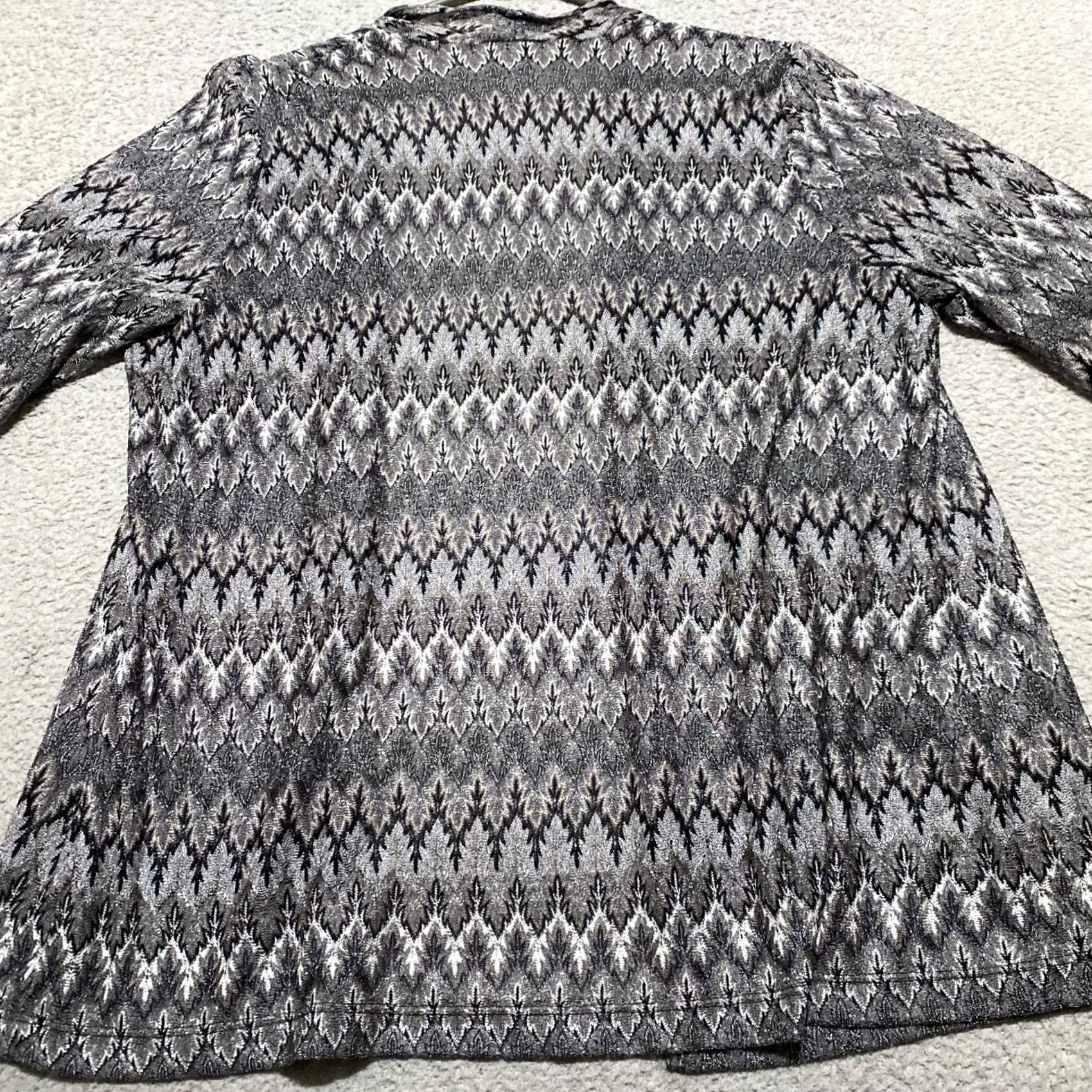 Vintage Chicos Travelers Womens XL Sweater Gray Striped Lightweight Open Front Cardigan Size XL / US 12-14 / IT 48-50 - 2 Thumbnail