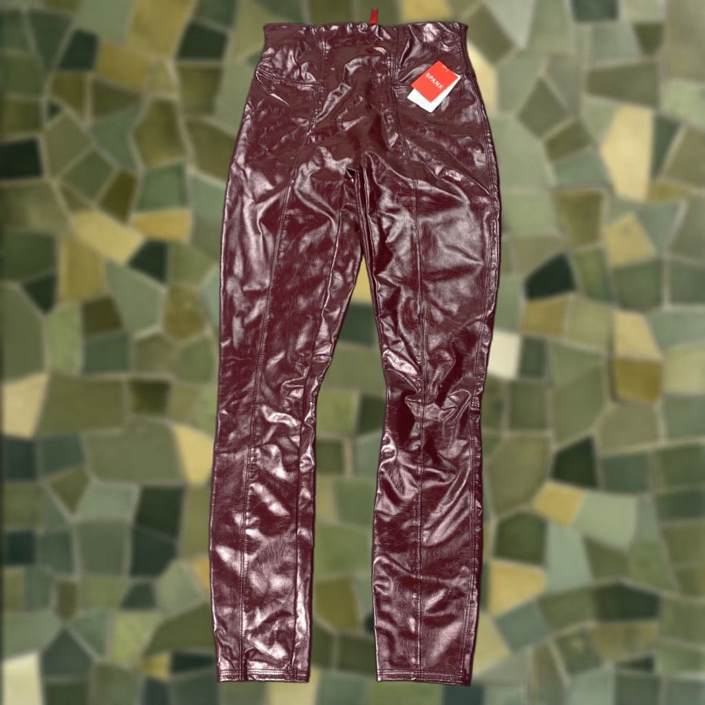 Spanx Spanx Faux Patent Leather Leggings Womens Small Ruby High Rise Shiny Red Pants Size 28" / US 6 / IT 42 - 1 Thumbnail