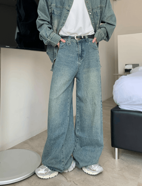 Japanese Brand Men's vintage distressed washed American casual jeans Size US 32 / EU 48 - 1 Thumbnail
