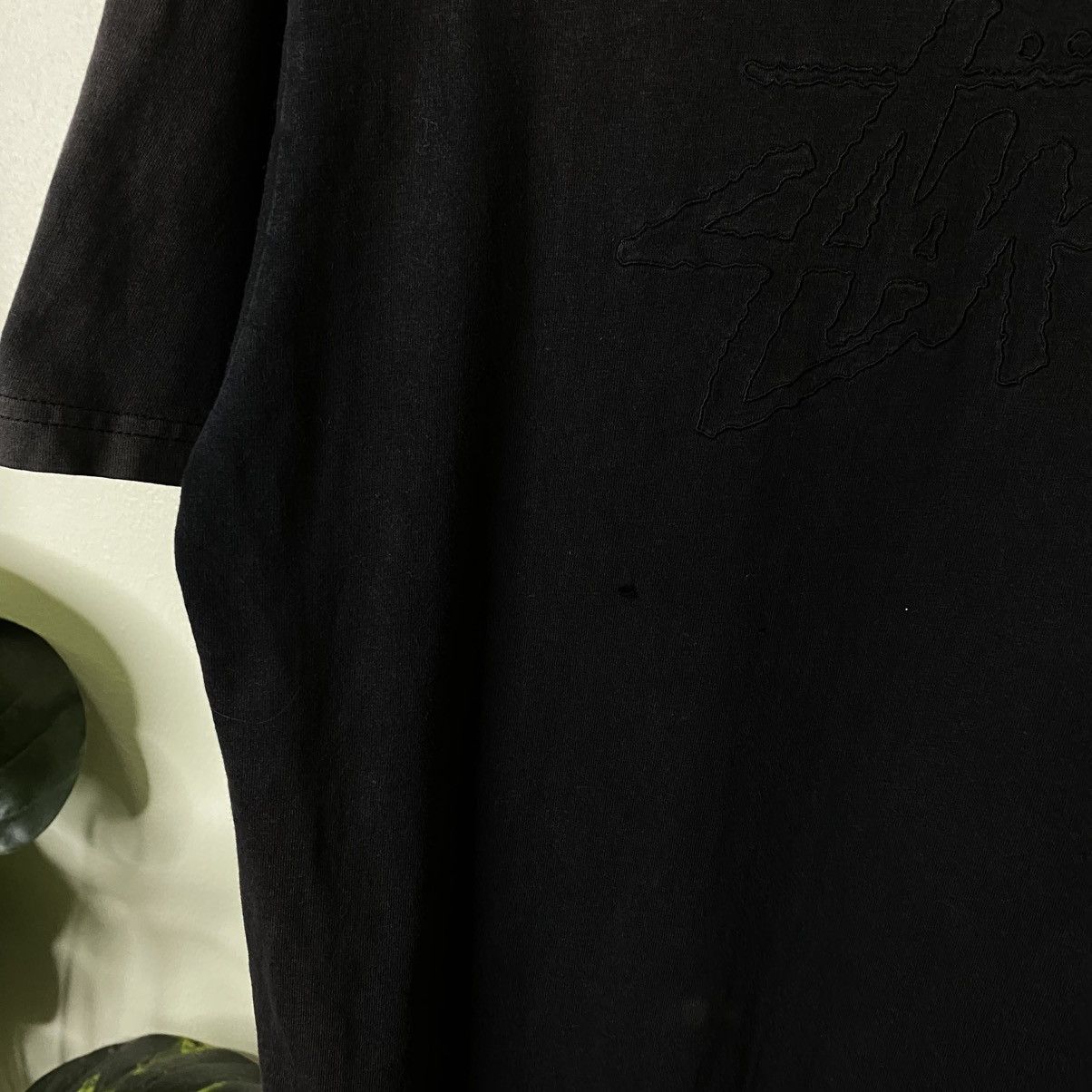Stussy Y2K Stussy Embroidery Script Black On Black Faded T Shirt Size US M / EU 48-50 / 2 - 3 Thumbnail