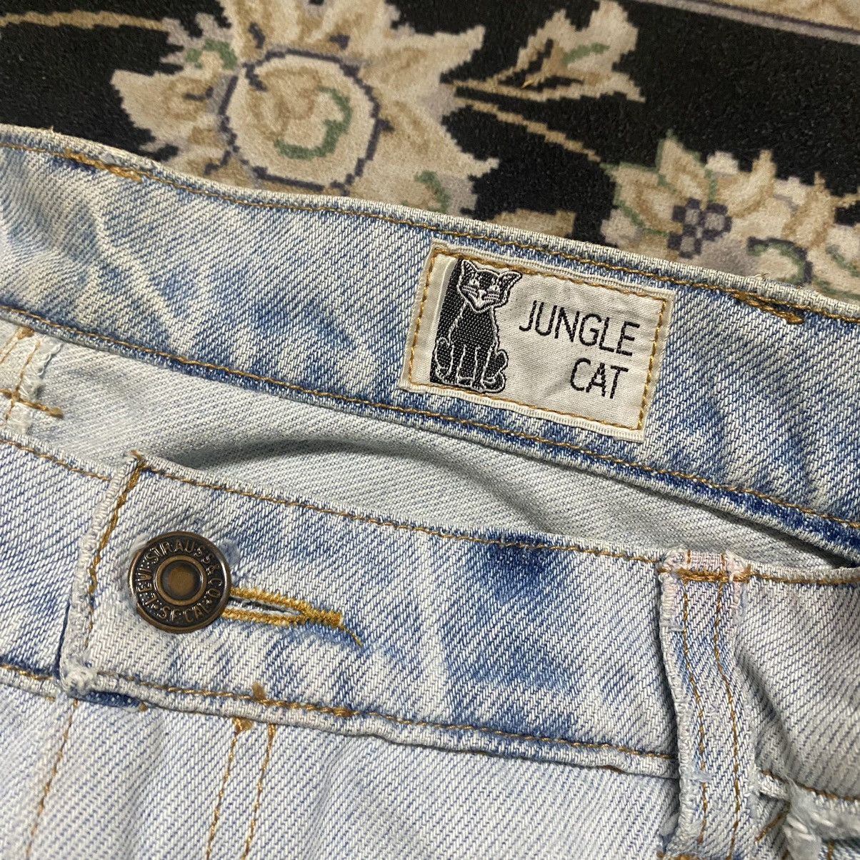 Japanese Brand JUNGLE CAT Reworked Recylce Paper Denim Flare Jeans Size US 28 / EU 44 - 22 Thumbnail