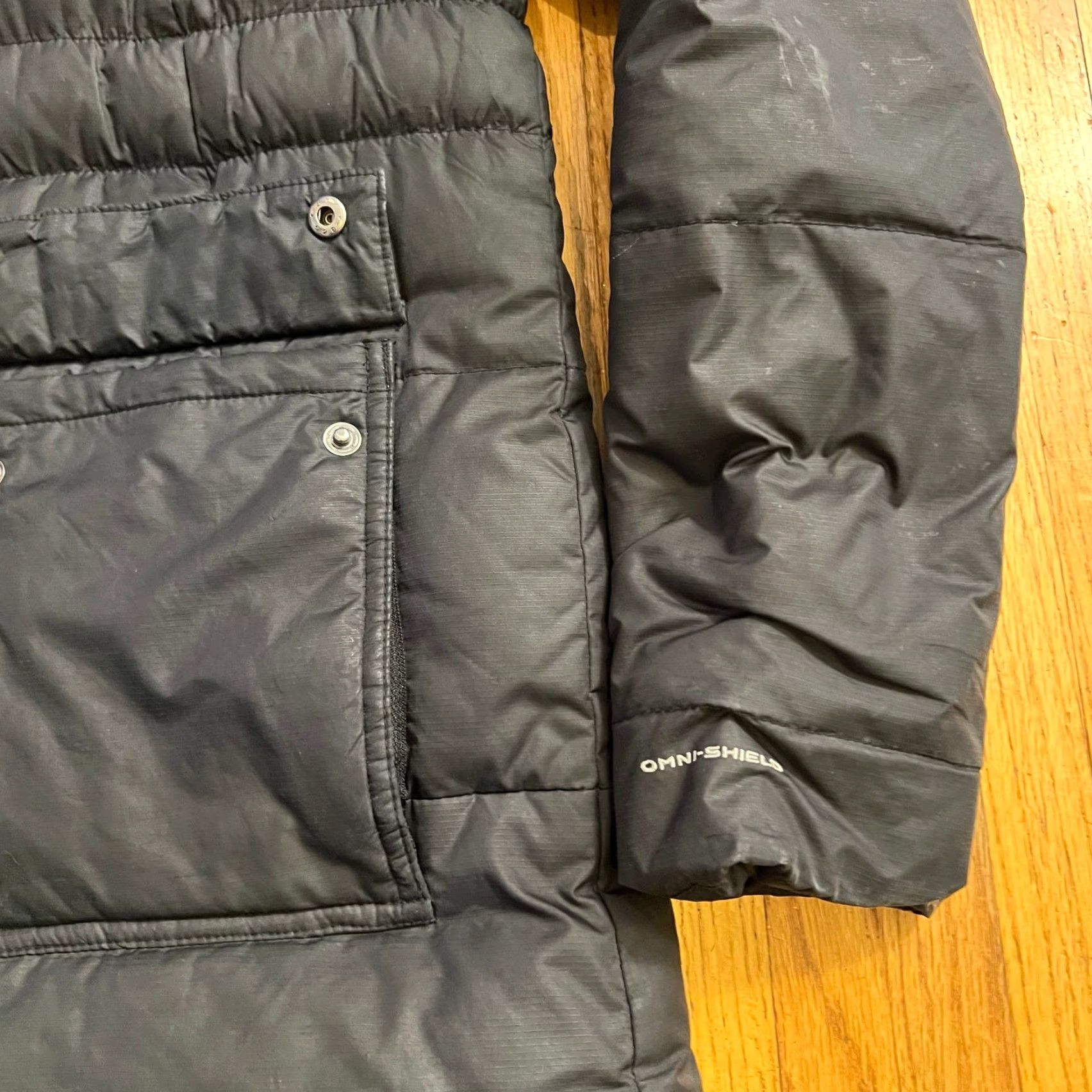 Vintage Columbia Puffer Jacket Womens Medium Black Hooded Long Down Coat Size M / US 6-8 / IT 42-44 - 2 Thumbnail