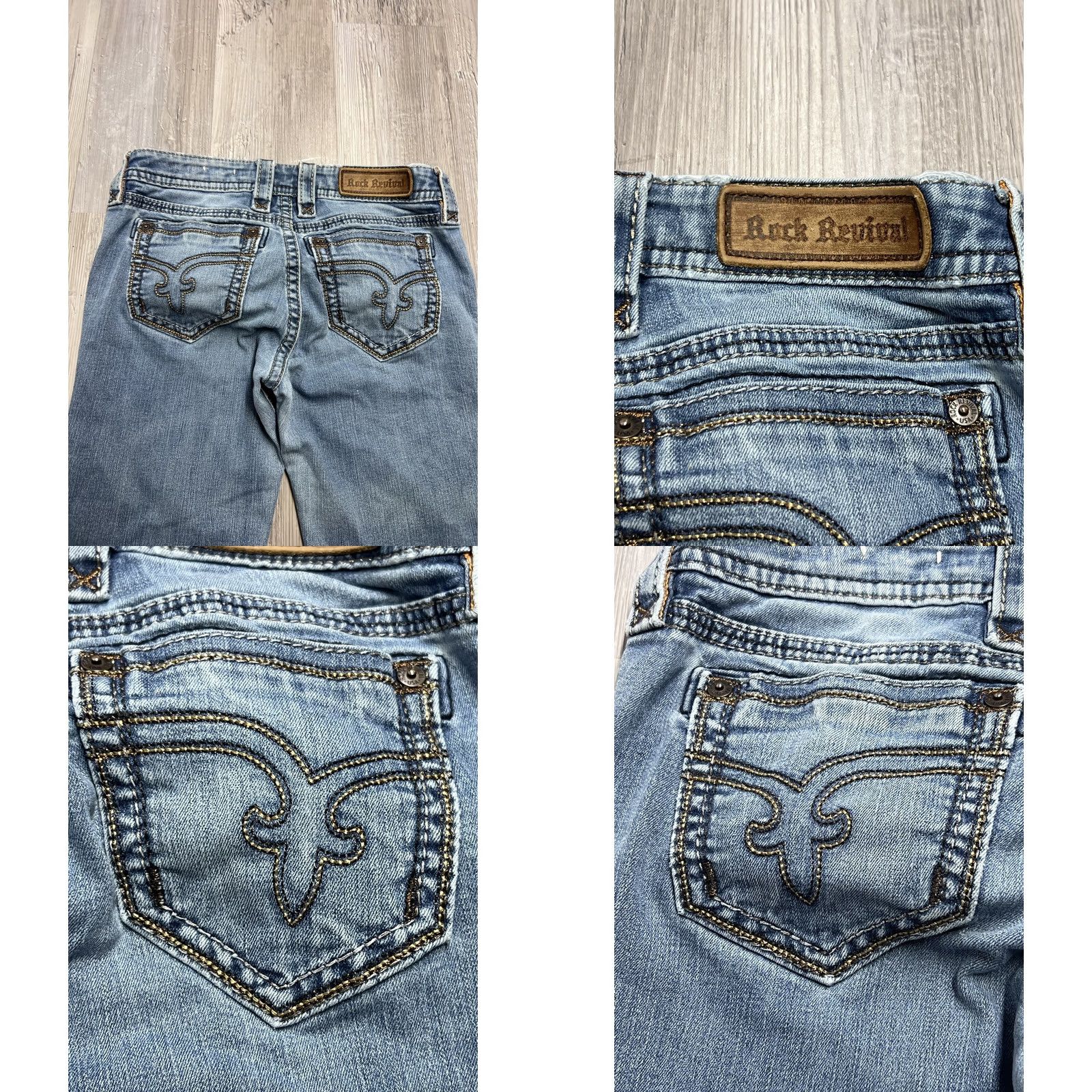 Vintage Rock Revival Jeans Womens Size 28 Sherry Straight Embroidered Pocket Denim Blue 5-Pocket Regular Rise Mid Vintage No Mens Womens Boys Girls Size 28" / US 6 / IT 42 - 8 Thumbnail