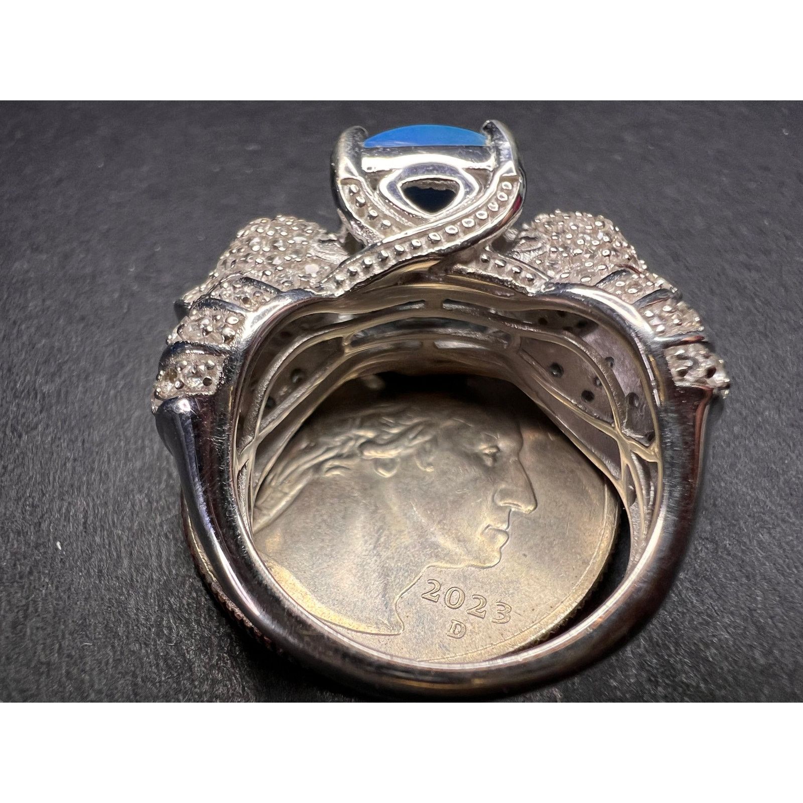 Other NEW Ceruleite and zircon seahorse ring in 925 silver size 8 Size ONE SIZE - 24 Thumbnail