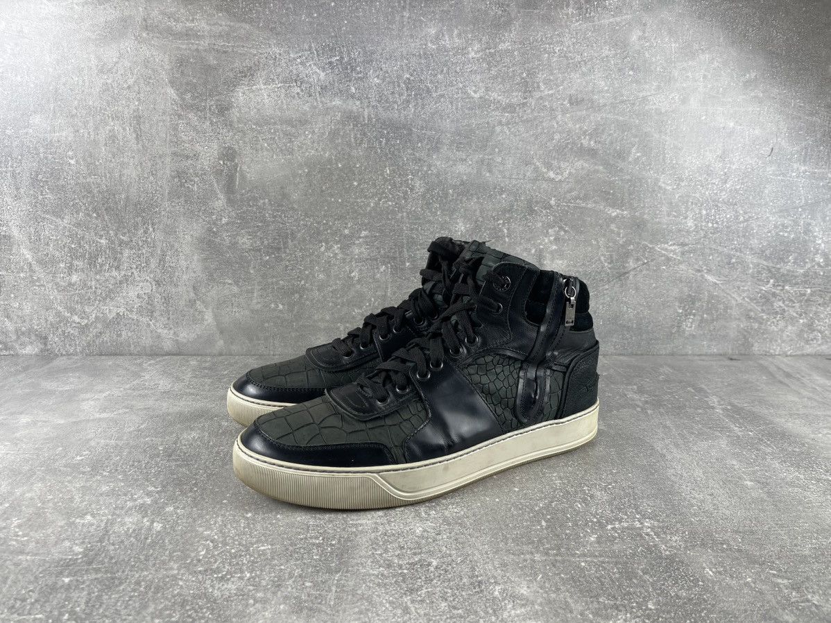 Lanvin Lanvin High Top Sneakers Black Leather Croc Embossed Size 7 Size US 7 / EU 40 - 1 Thumbnail