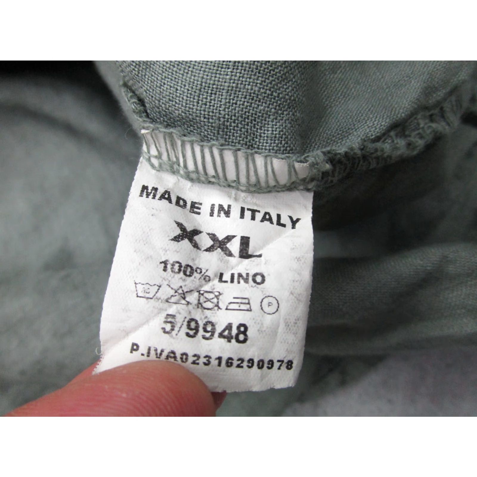 Vintage VINTAGE Focus Shirt Womens 2XL Green Linen Roll-Tab Sleeve Button-Up Collared Chambray Italy Size XXL / US 16-18 / IT 52-54 - 6 Thumbnail